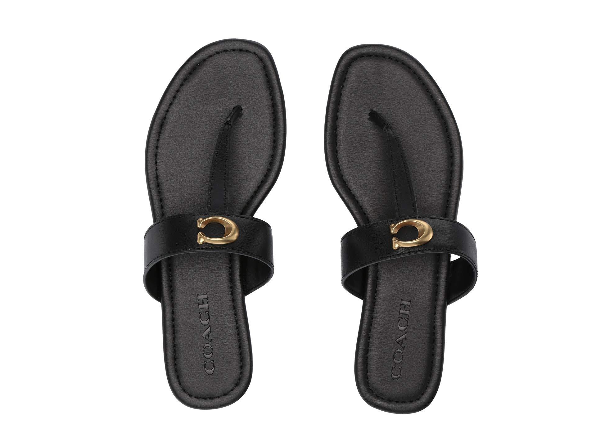 coach black thong sandals