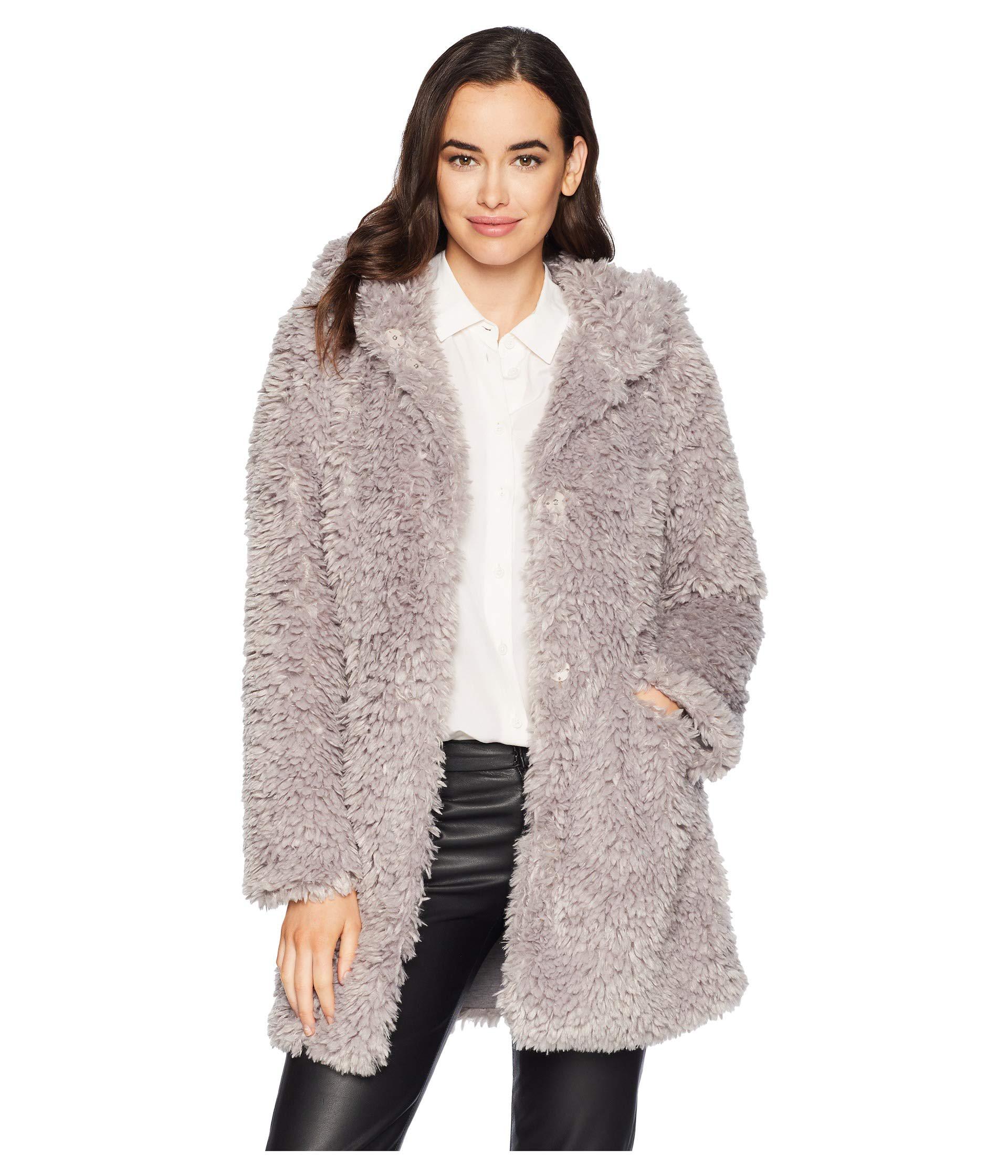 Dylan By True Grit Light Sherpa Fur Chic Hoodie Jacket With Heather ...