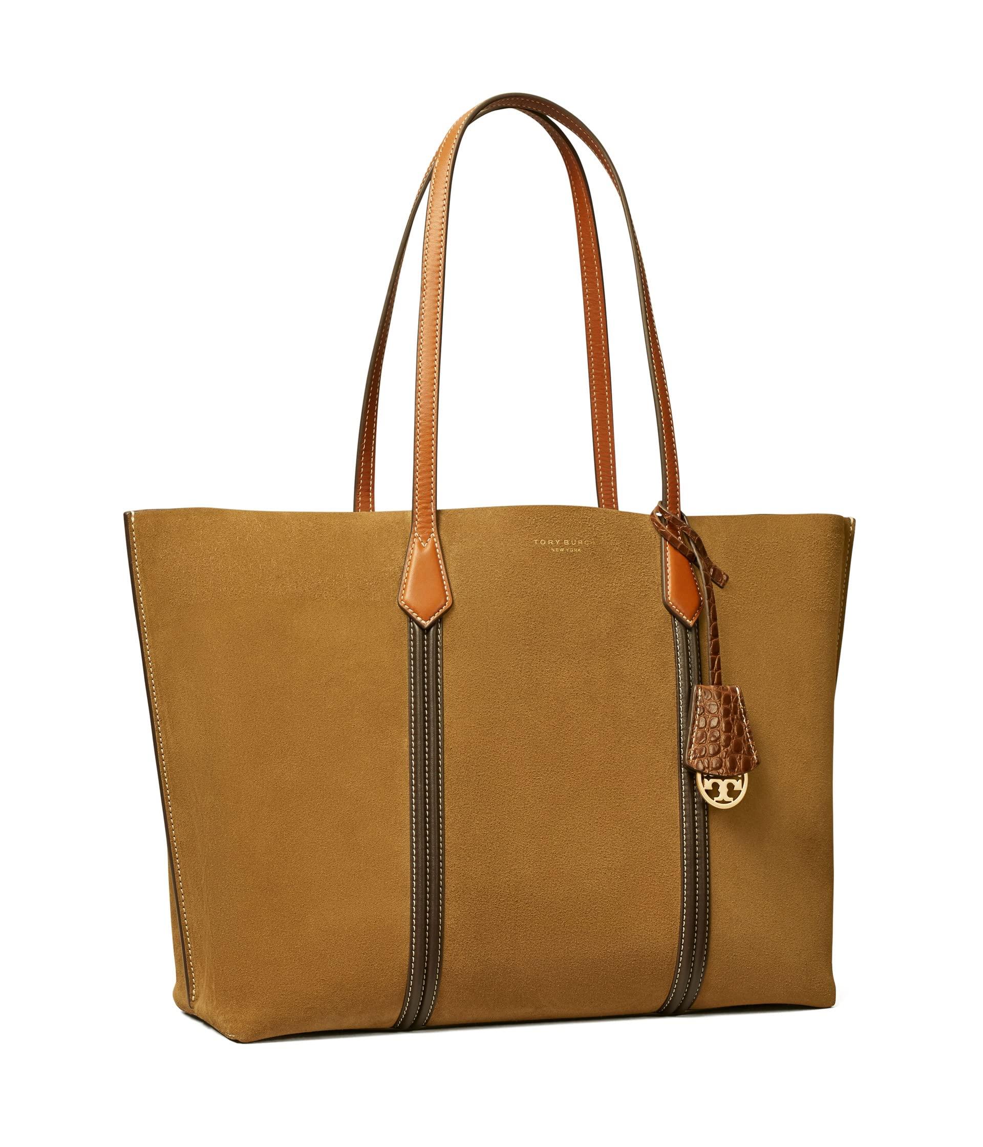 Tory Burch Thea Woven-leather Center-zip Tote in Brown | Lyst