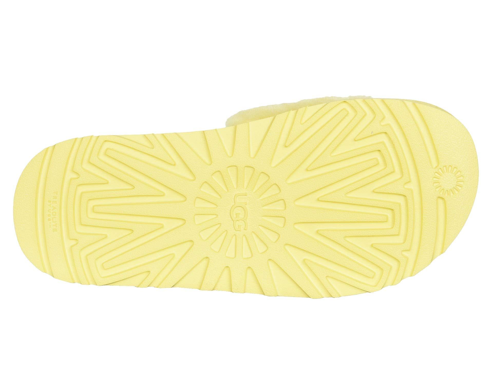 yellow laton ugg slides