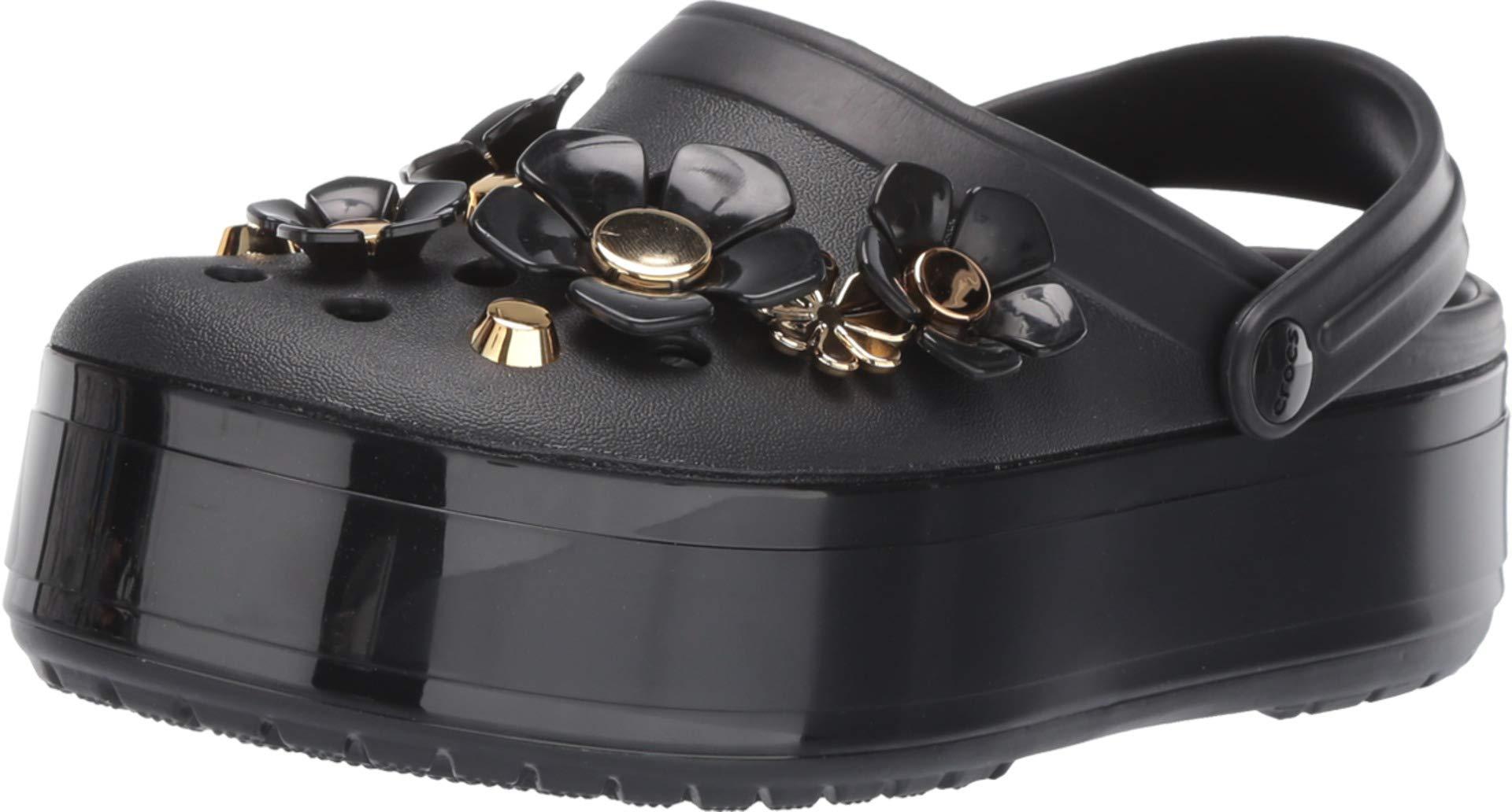 Crocs™ Crocband Platform Metallic Blooms Clog in Black | Lyst