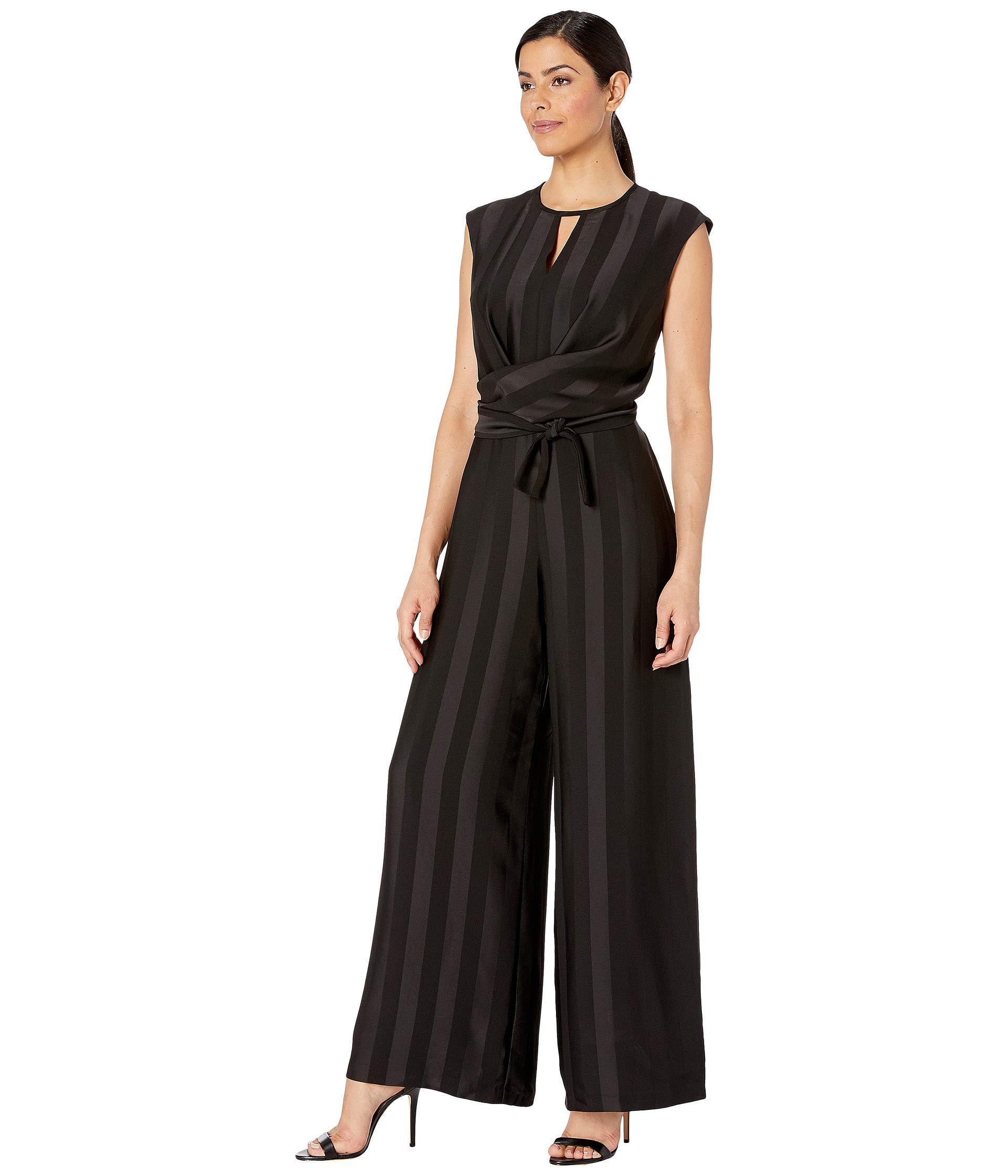 Maggy London Synthetic Matte Shine Stripe Cocktail Jumpsuit in Black Lyst