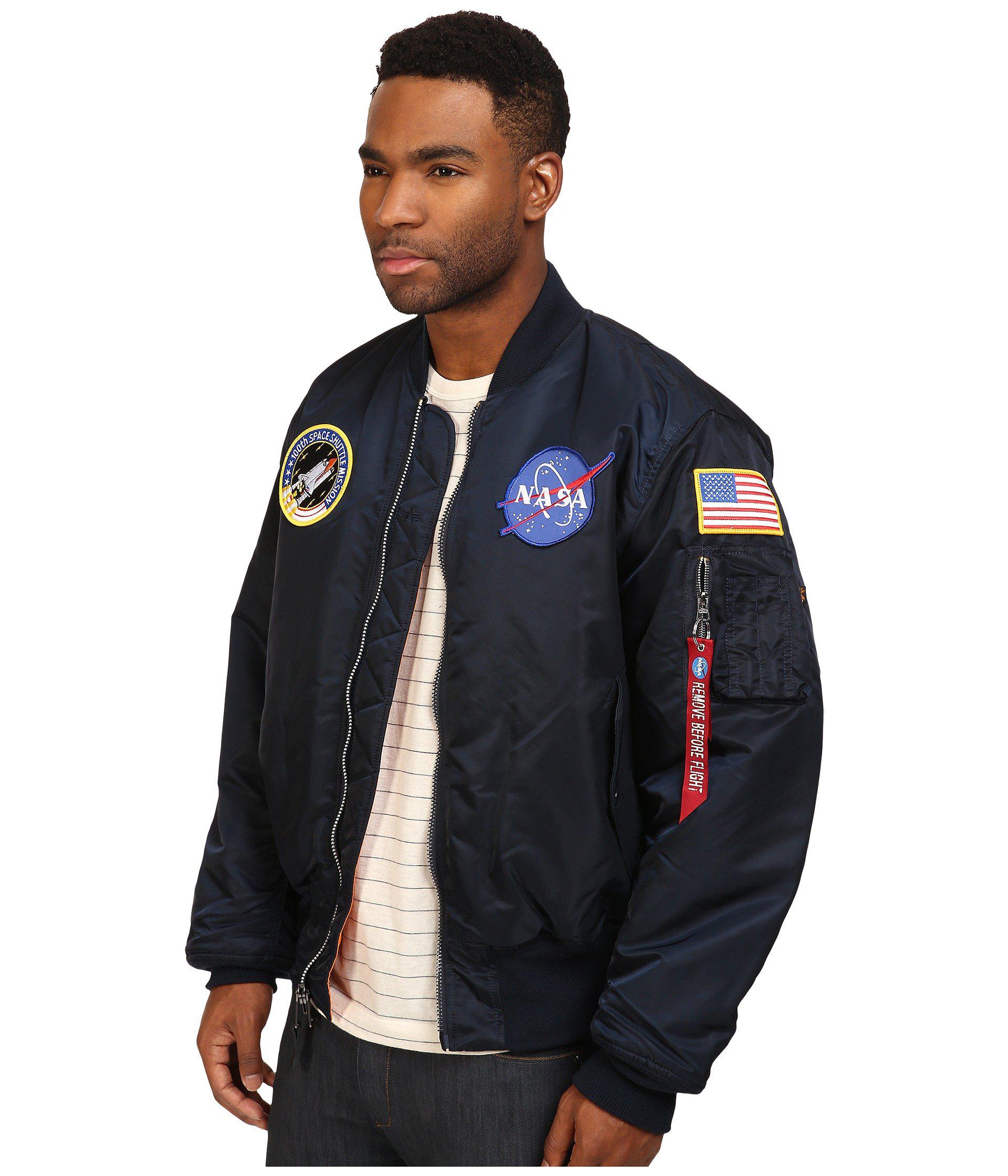Alpha Industries Synthetic Nasa Ma 1 Flight Jacket Replica Blue Men S Coat For Men Lyst