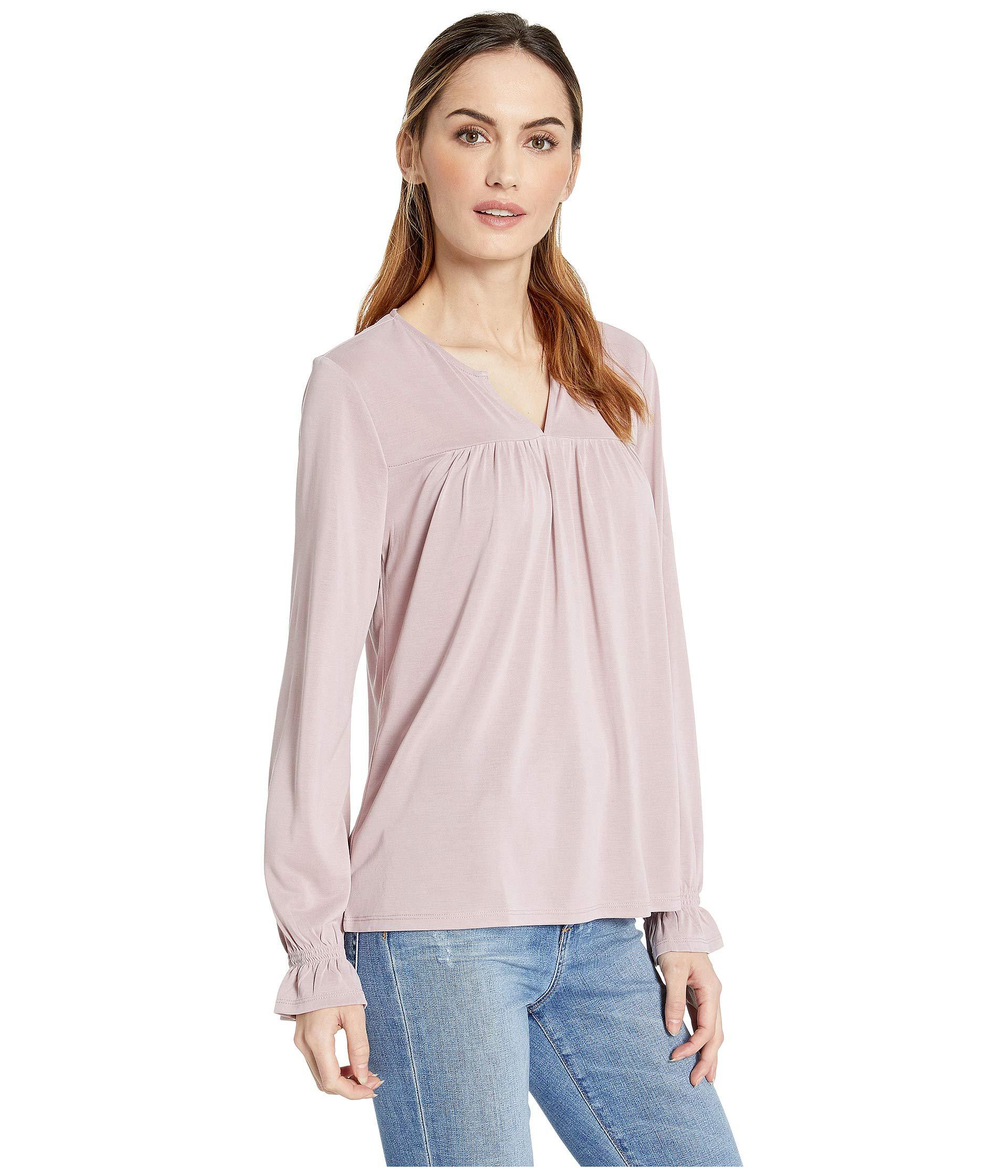 Lucky Brand Synthetic Pintuck Peasant Top - Lyst