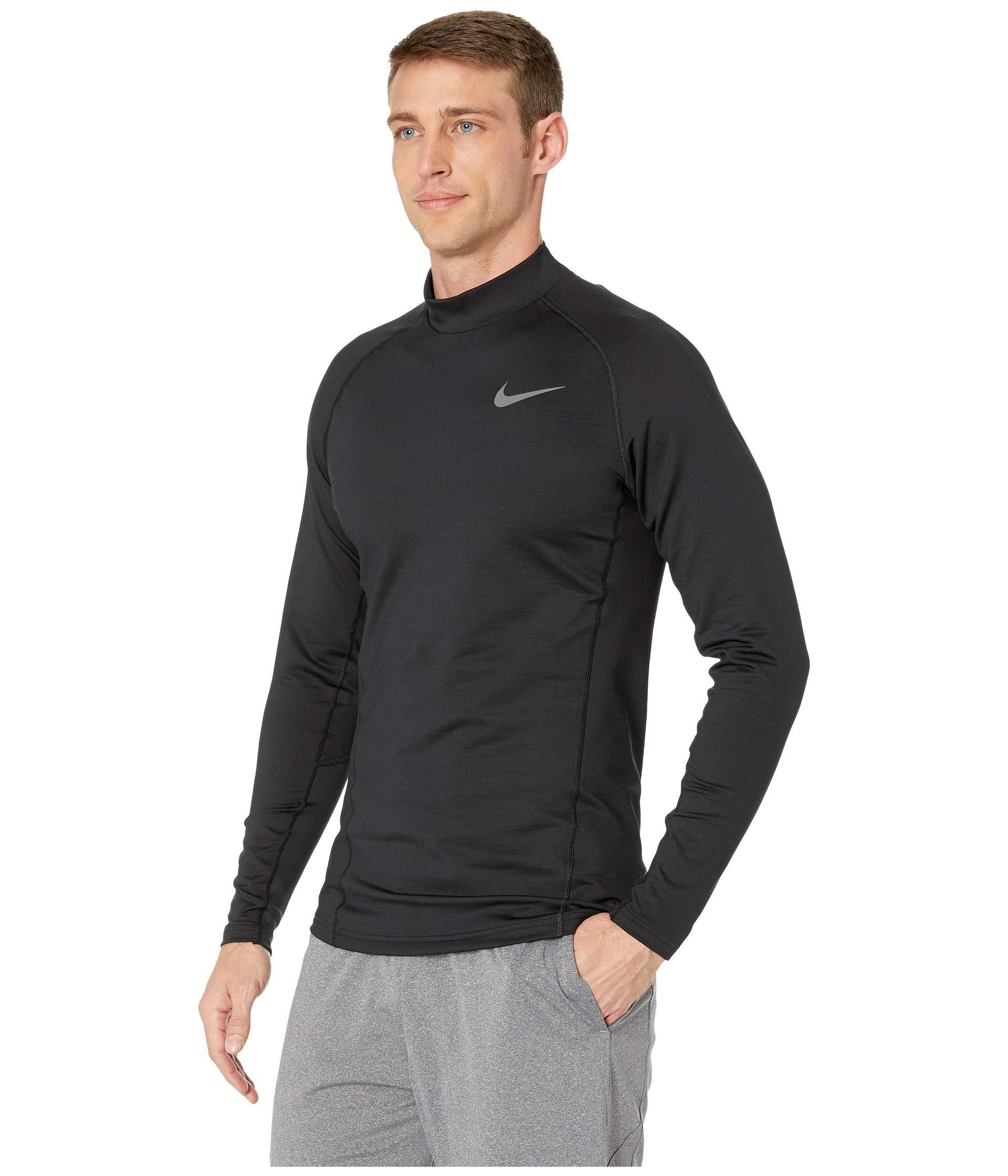 Nike Synthetic Pro Therma Top Long Sleeve Mock in Black/Black/Dark Grey  (Black) for Men - Lyst