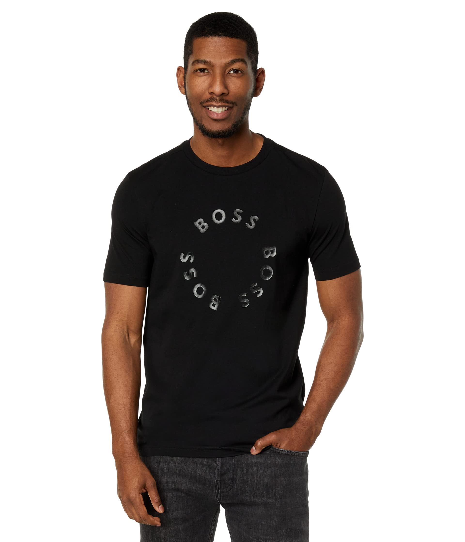 BOSS by HUGO BOSS Contrast Circle Logo Cotton T-shirt in Black for Men |  Lyst