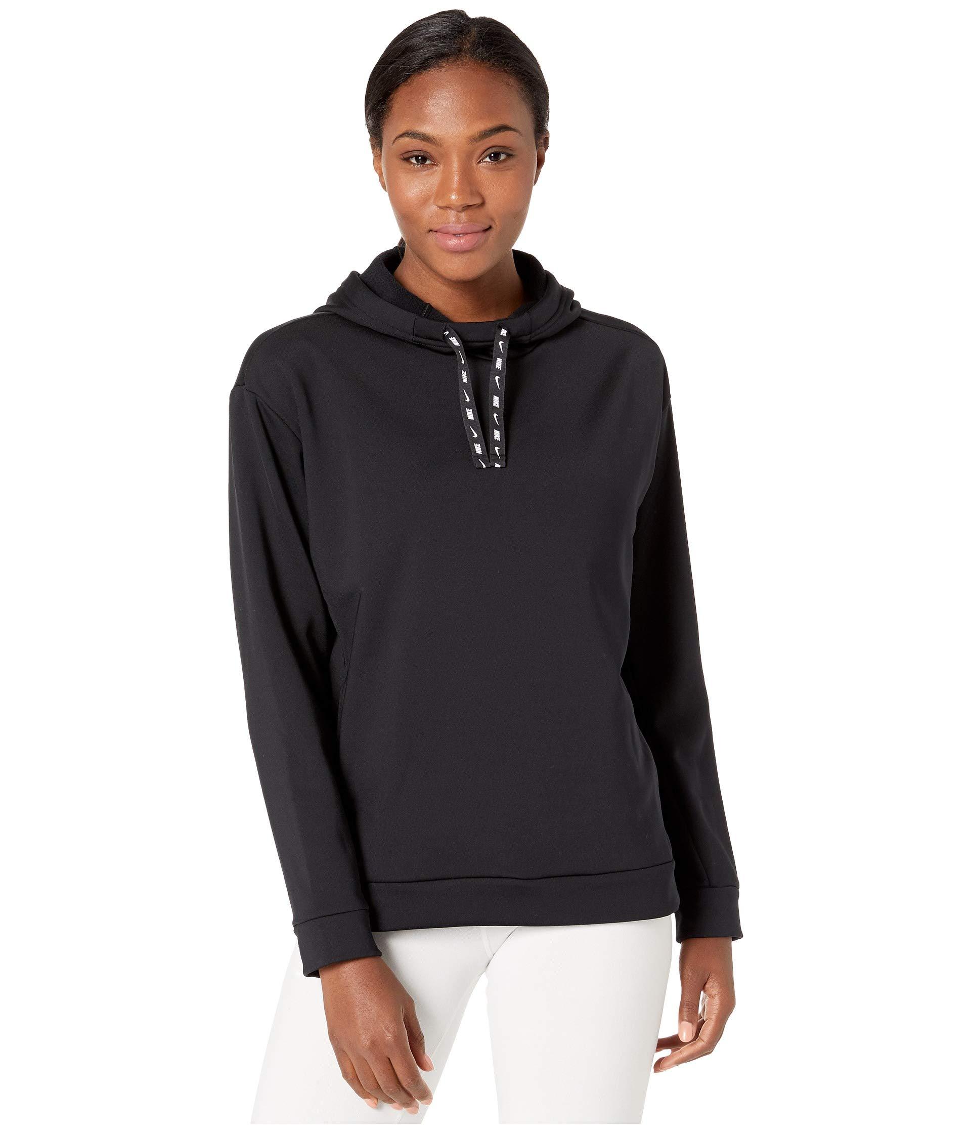 Nike Fleece Therma All Time Ribbon Drawcord Pullover Hoodie in Black - Lyst