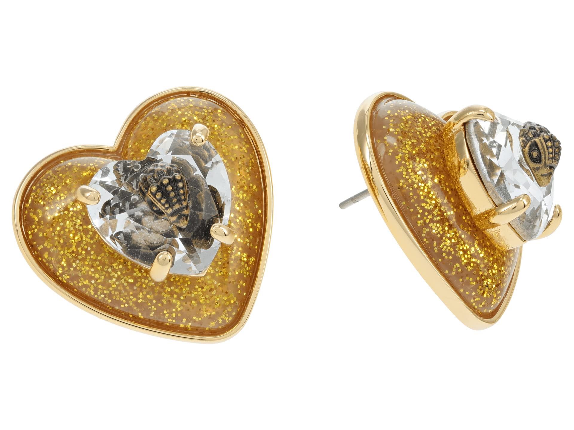Kurt Geiger Signature Heart Resin Stud Earrings in Gray (Metallic) Lyst