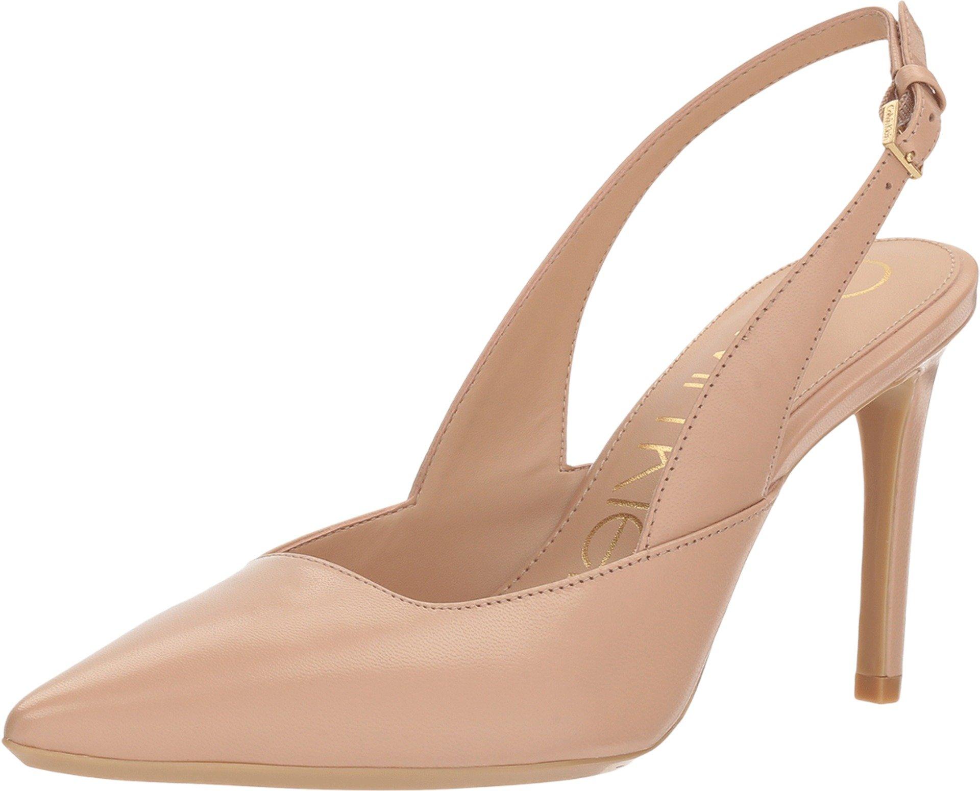 Calvin Klein Desert Sand Rielle Leather Slingback Pumps in Natural | Lyst
