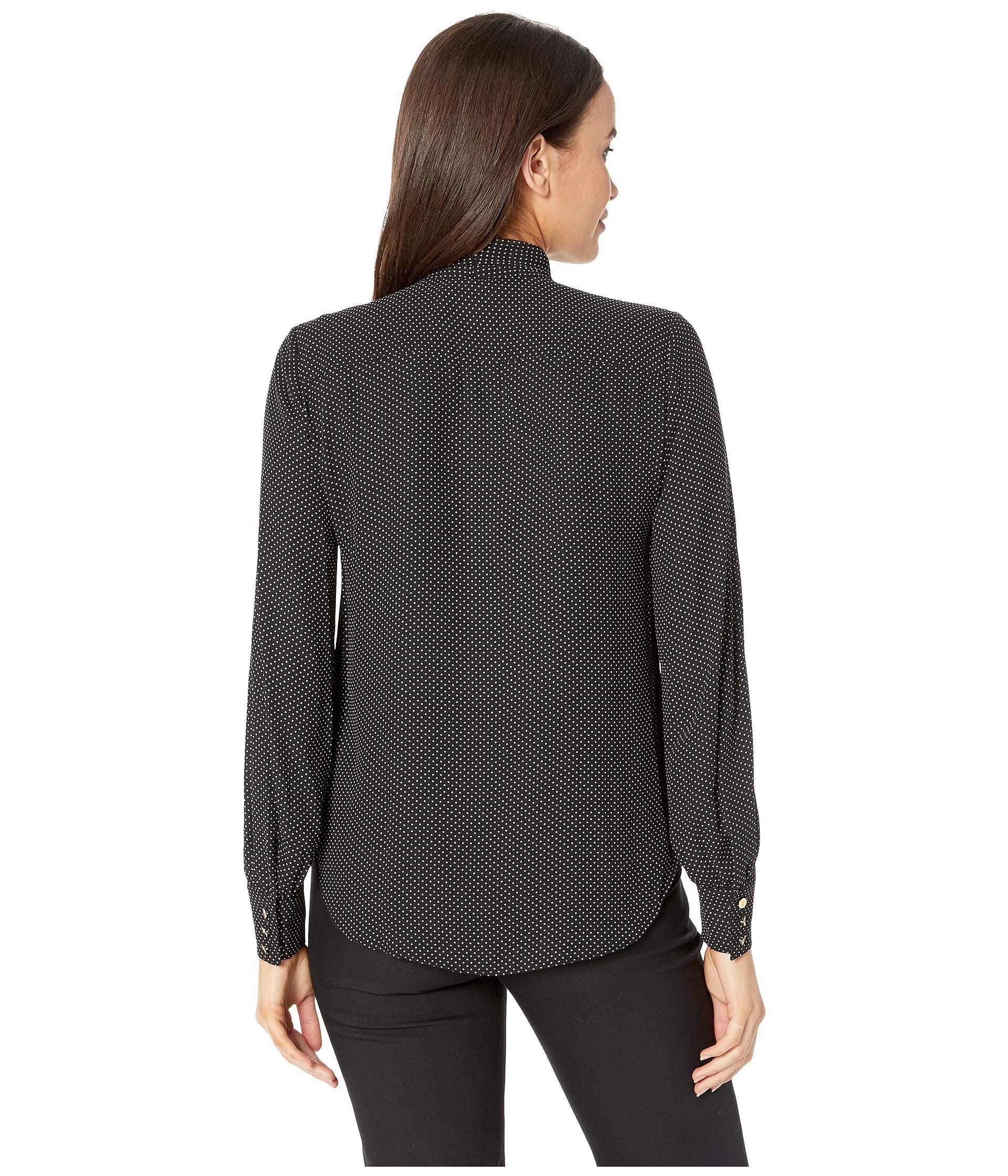 ralph lauren denim tie neck blouse