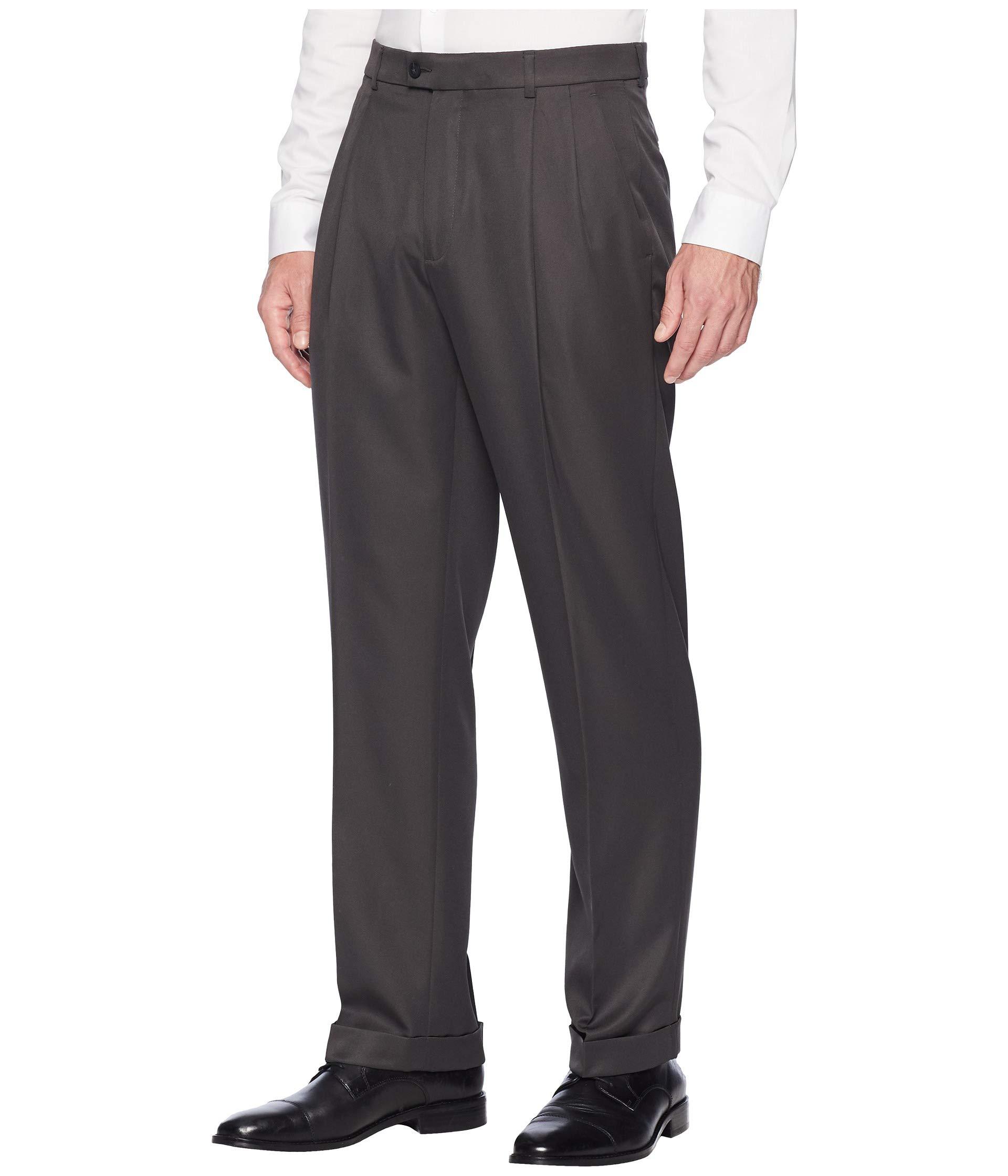 Perry Ellis Portfolio Synthetic Double Pleated Classic Fit Performance ...