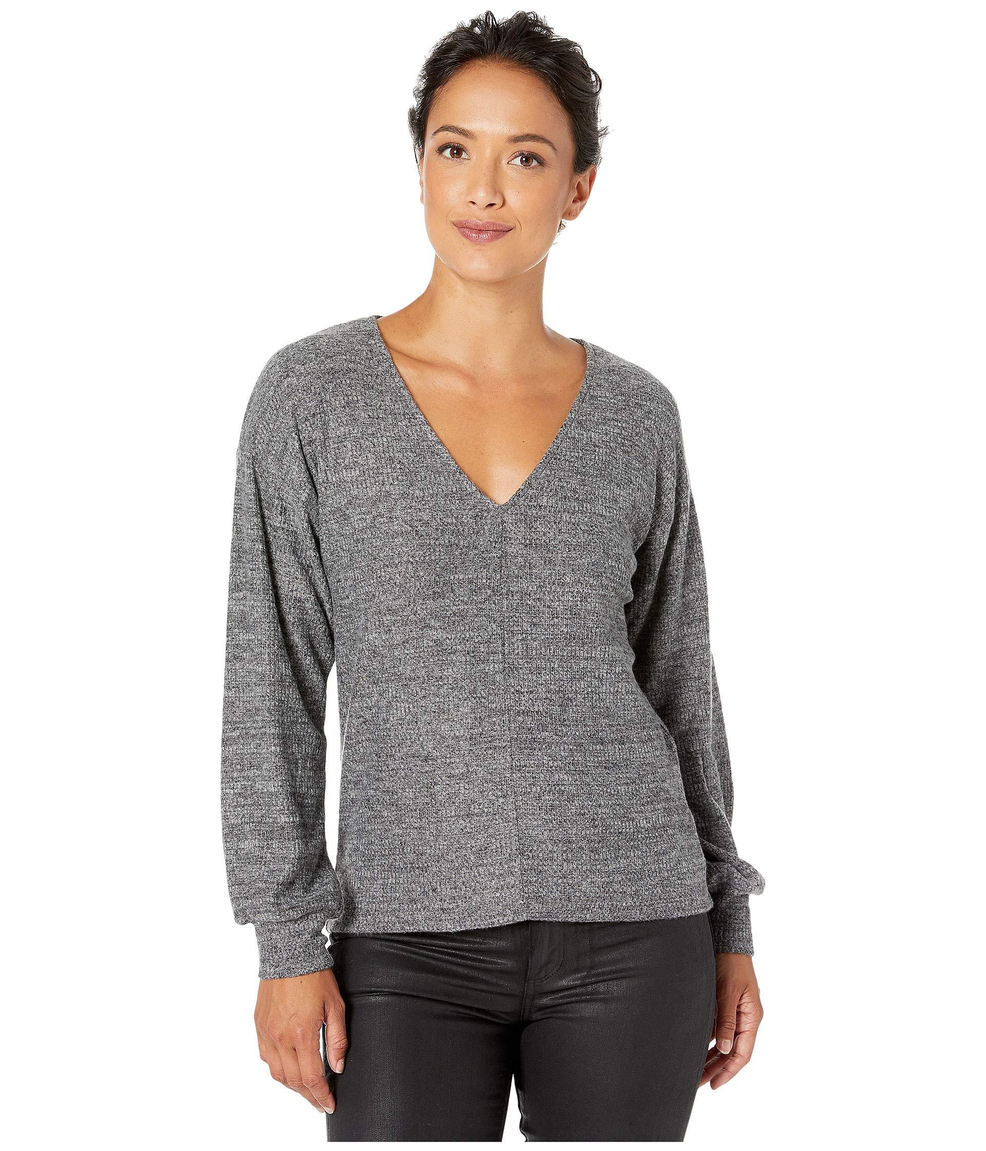 Lucky Brand Synthetic Ribbed V-neck Cloud Jersey Top in Gray - Lyst