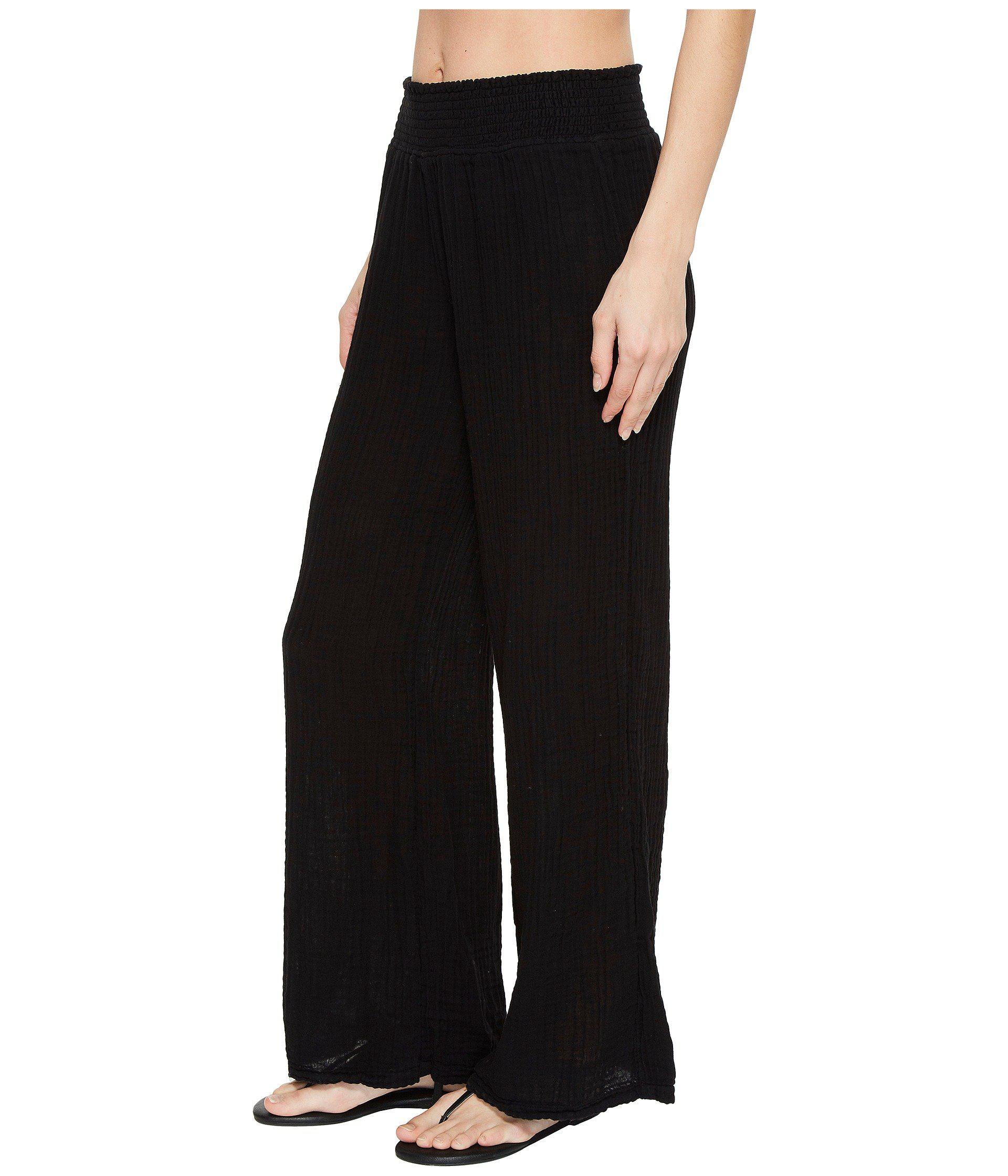 Michael Stars Synthetic Double Gauze Smocked Wide Leg Pant in Black - Lyst
