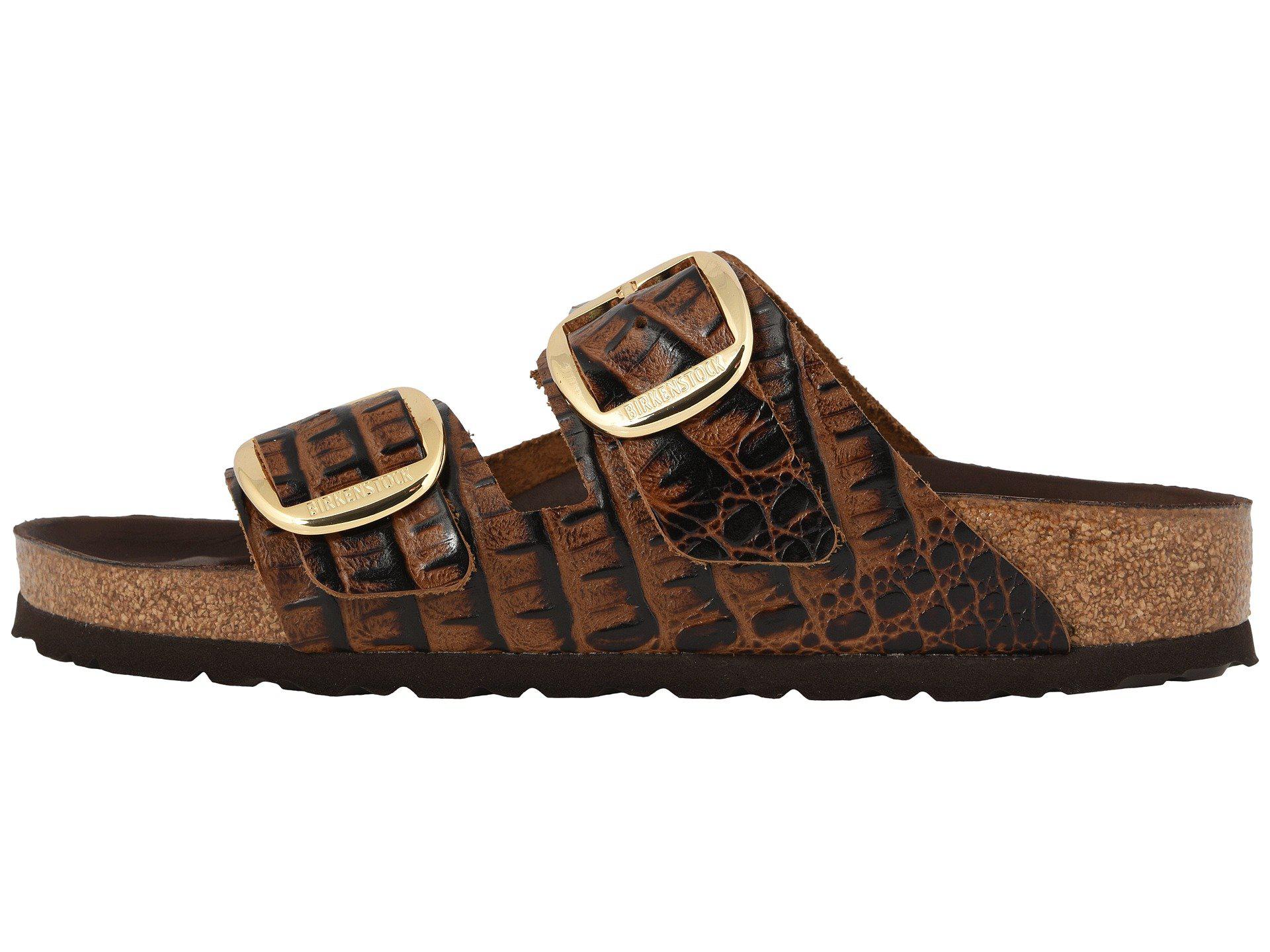 Birkenstock Arizona Big Buckle Stamped Leather Sandals in Brown | Lyst