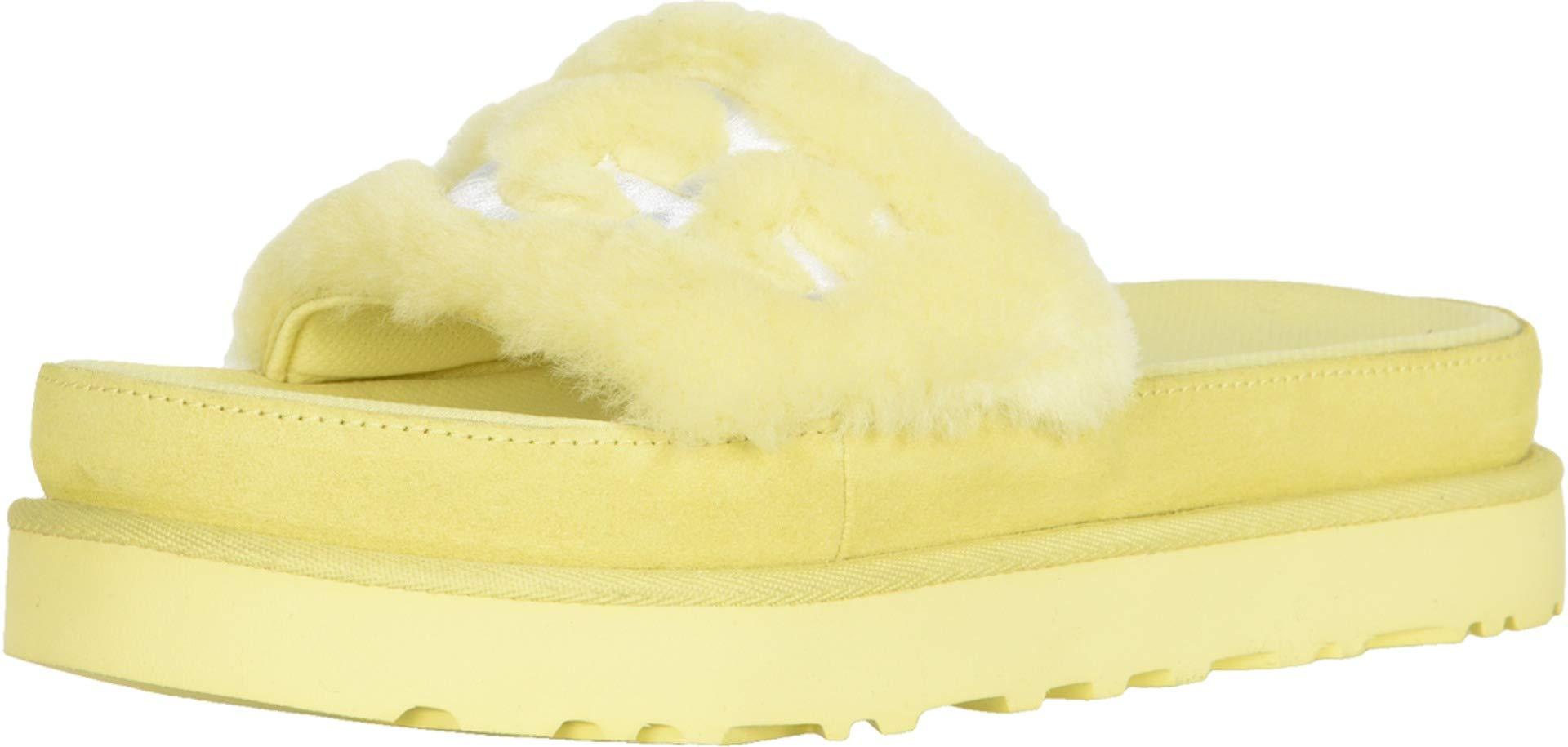 neon yellow ugg slides