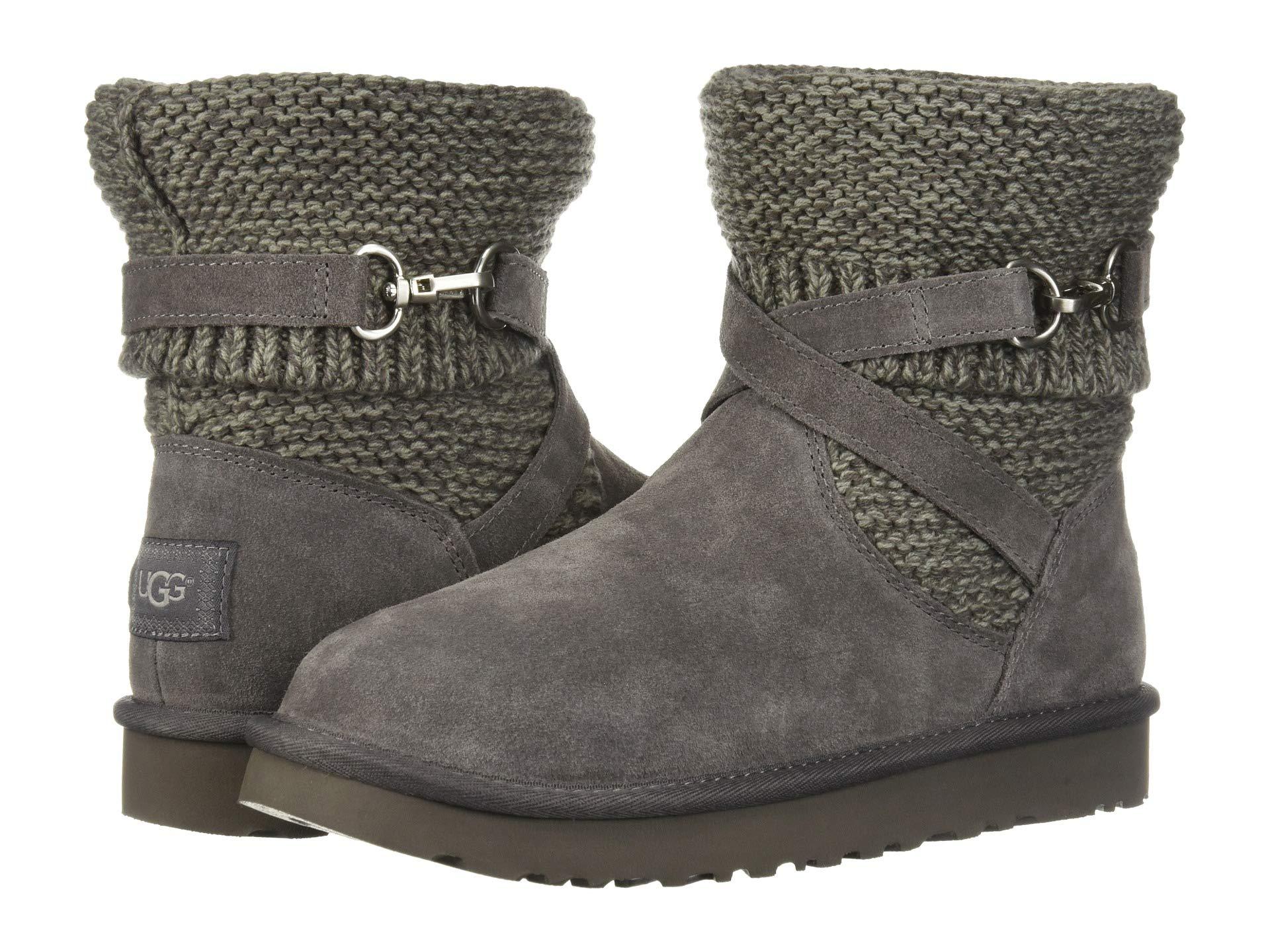 UGG Suede Purl Strap Boot in Gray - Lyst