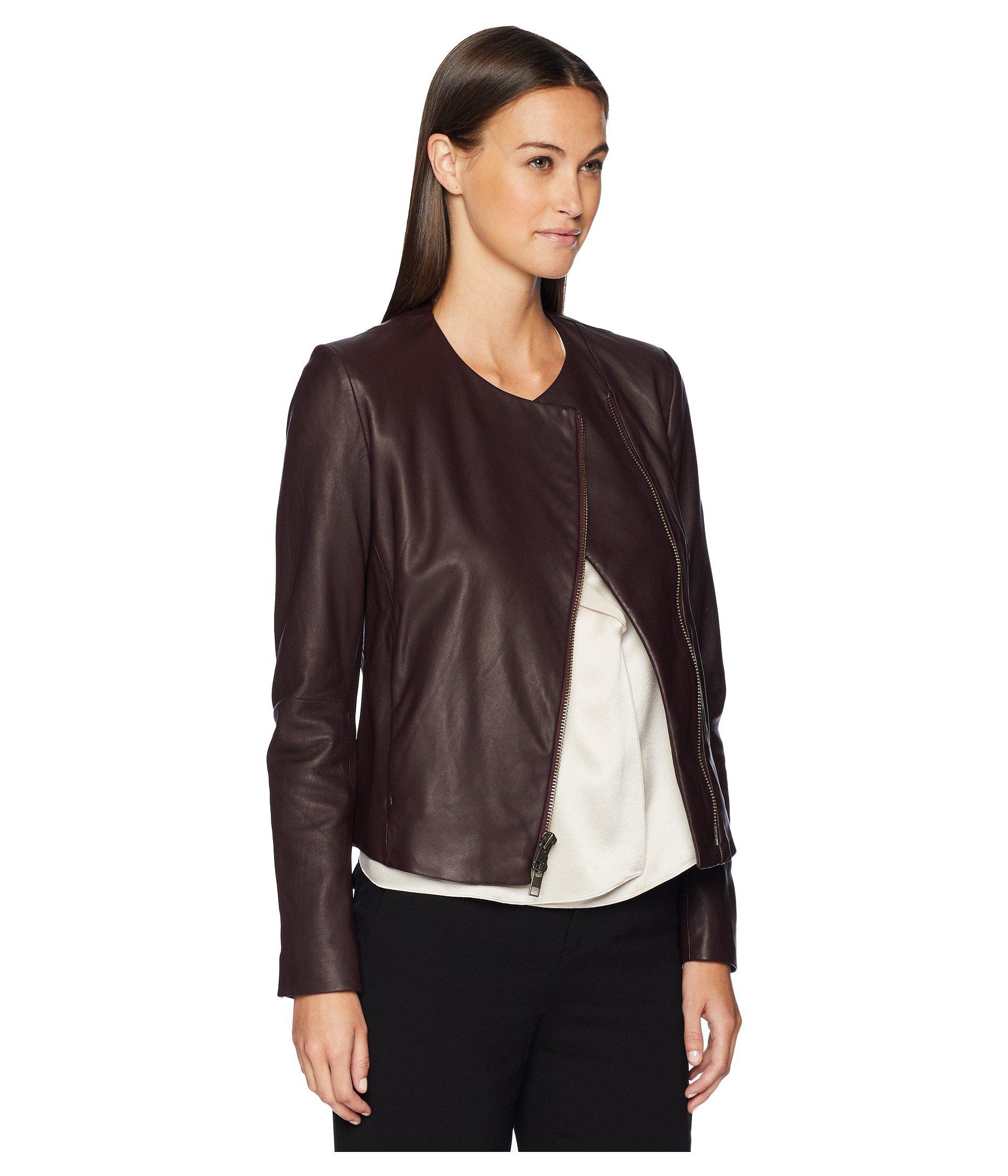vince cross front leather jacket black