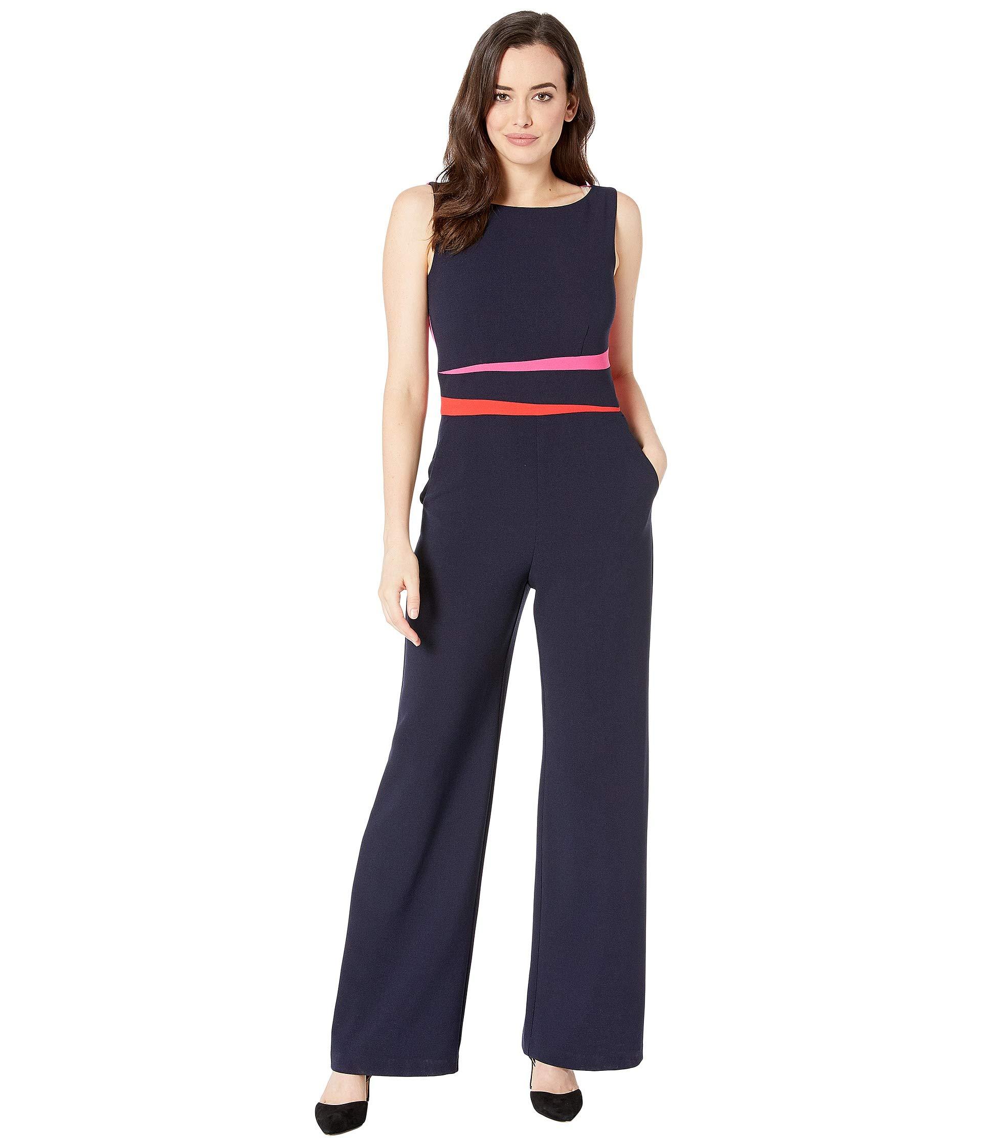 Vince Camuto Colorblock Crepe Jumpsuit In Navy/red At Nordstrom Rack in  Blue | Lyst