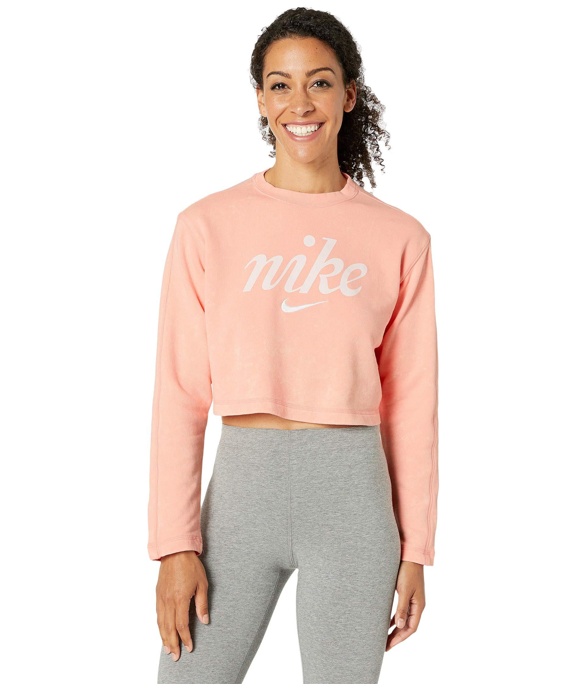 pink nike cropped sweatshirt
