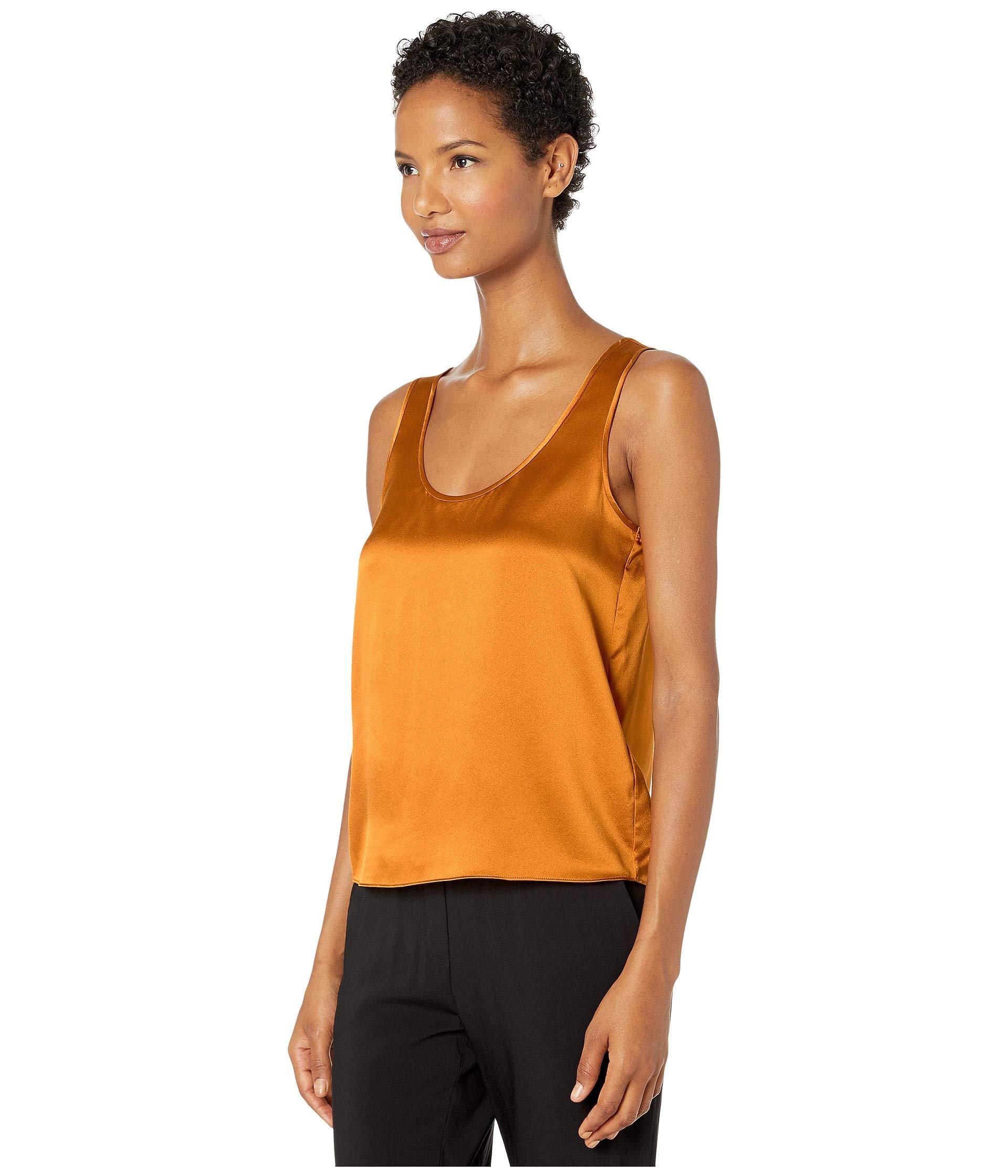 Vince Satin Tank Top in Brown - Lyst