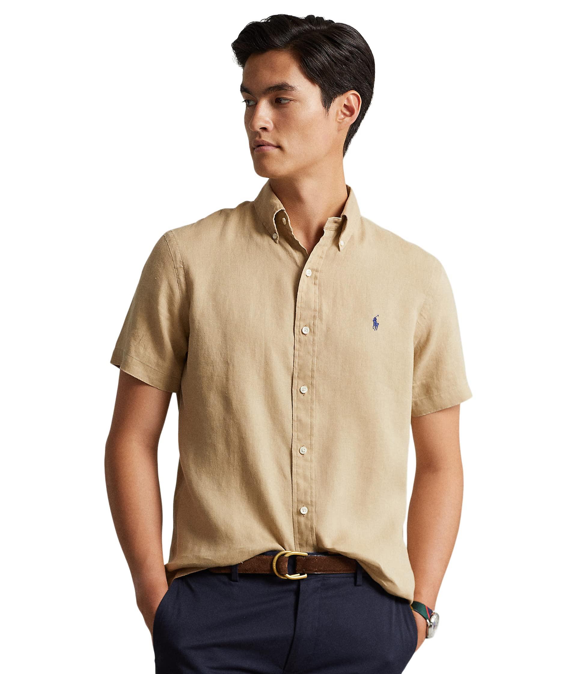 Polo Ralph Lauren Short Sleeve Classic Fit Linen Shirt in Natural for Men |  Lyst