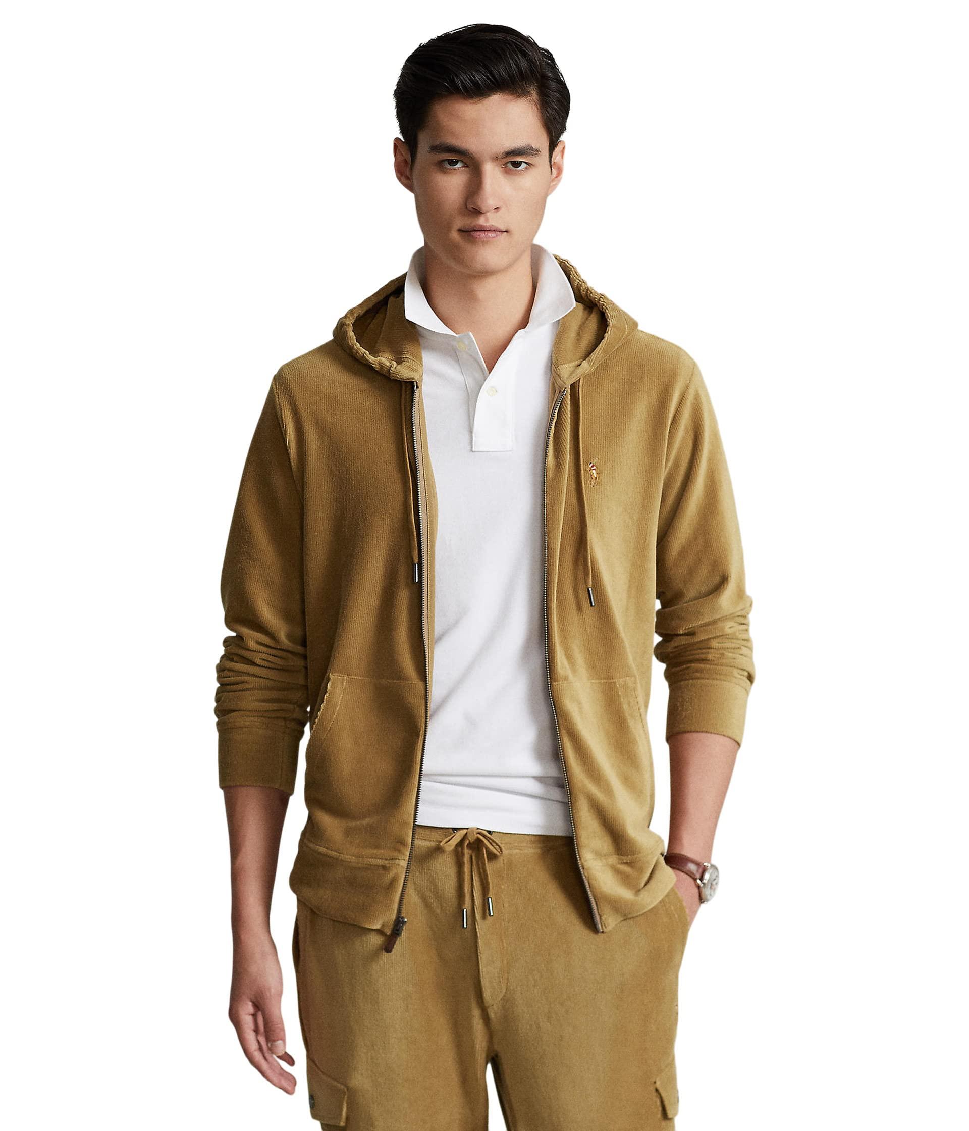 Polo Ralph Lauren Knit Corduroy Full Zip Hoodie in Brown for Men | Lyst