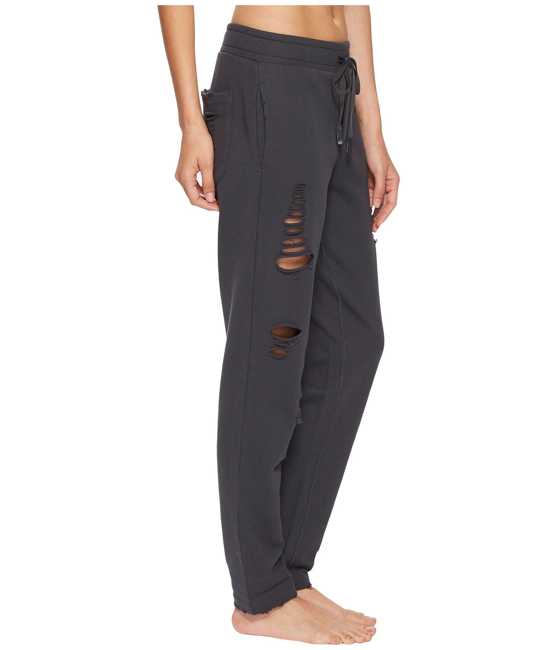 Buy Black Cotton Ripped Track Pants online | Looksgud.in