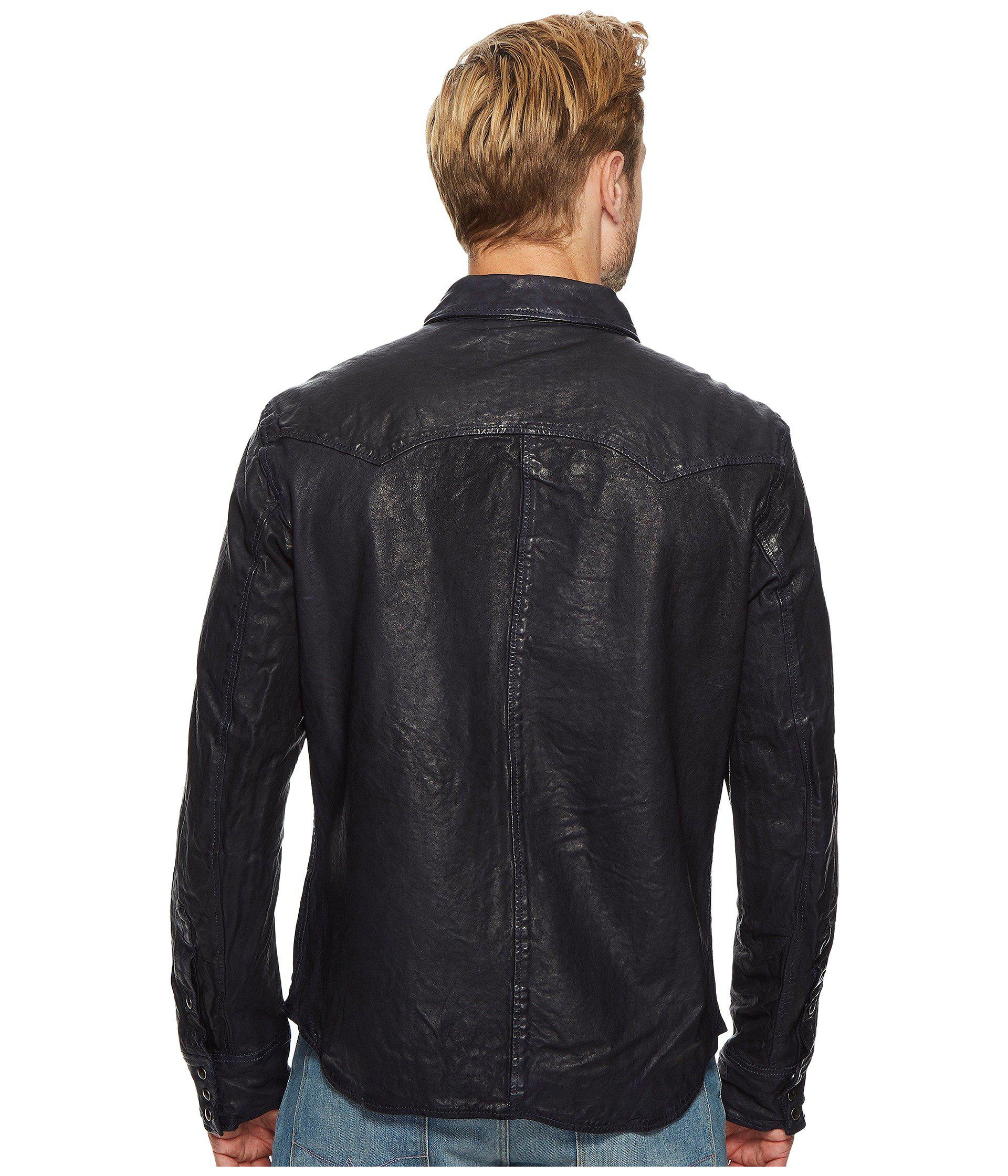 polo ralph lauren washed leather shirt jacket