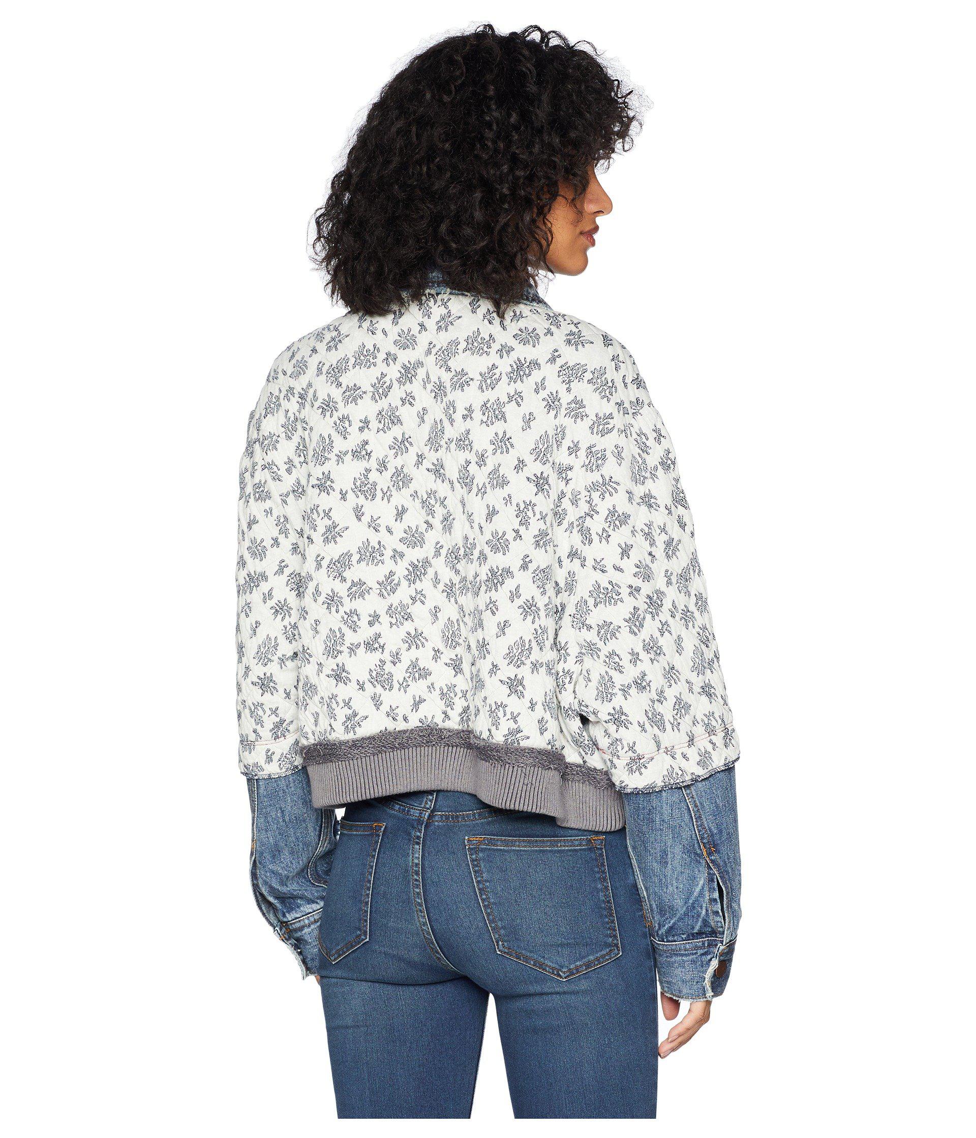 free people quilted ditsy denim jacket
