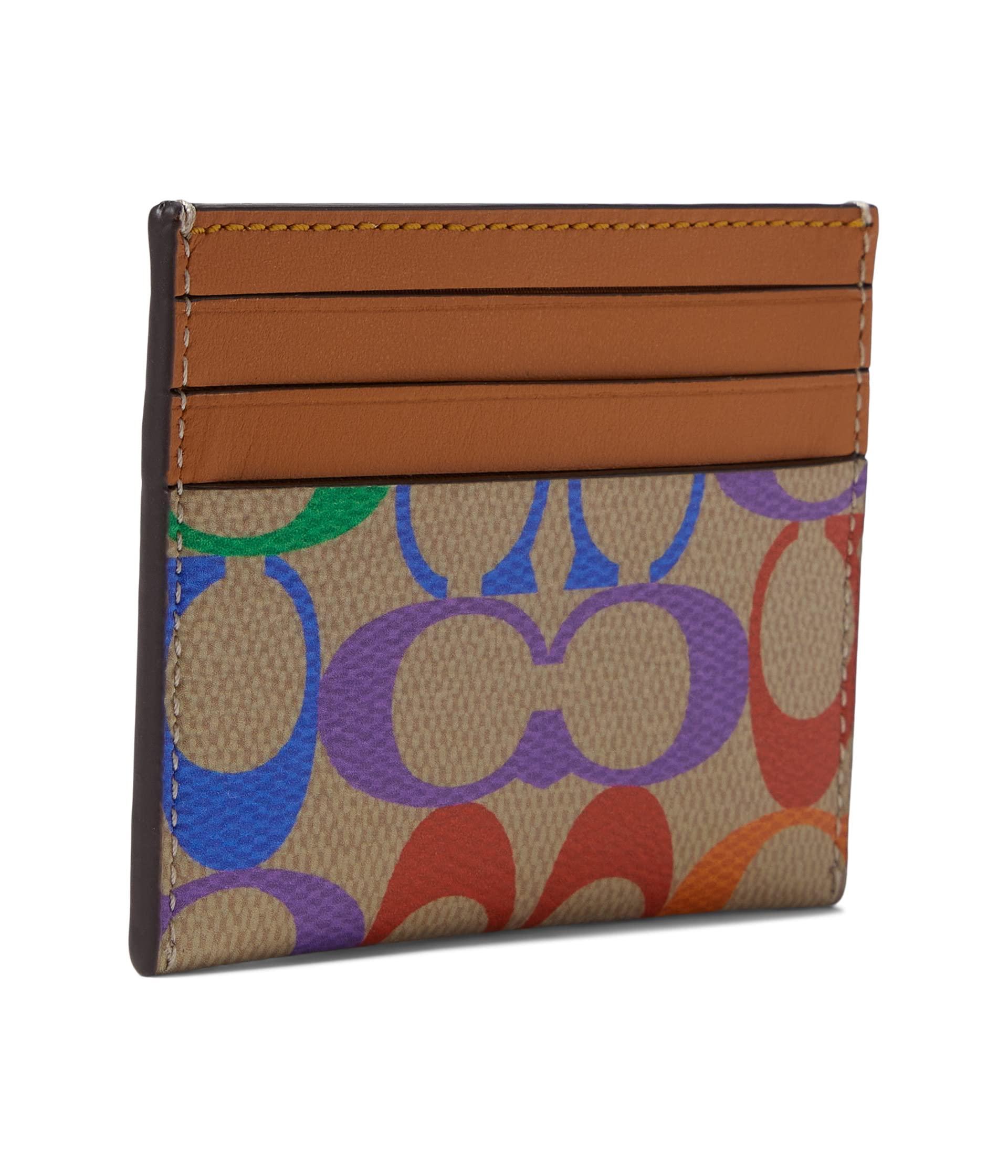 COACH Flat Card Case In Signature Rainbow in Brown for Men Lyst