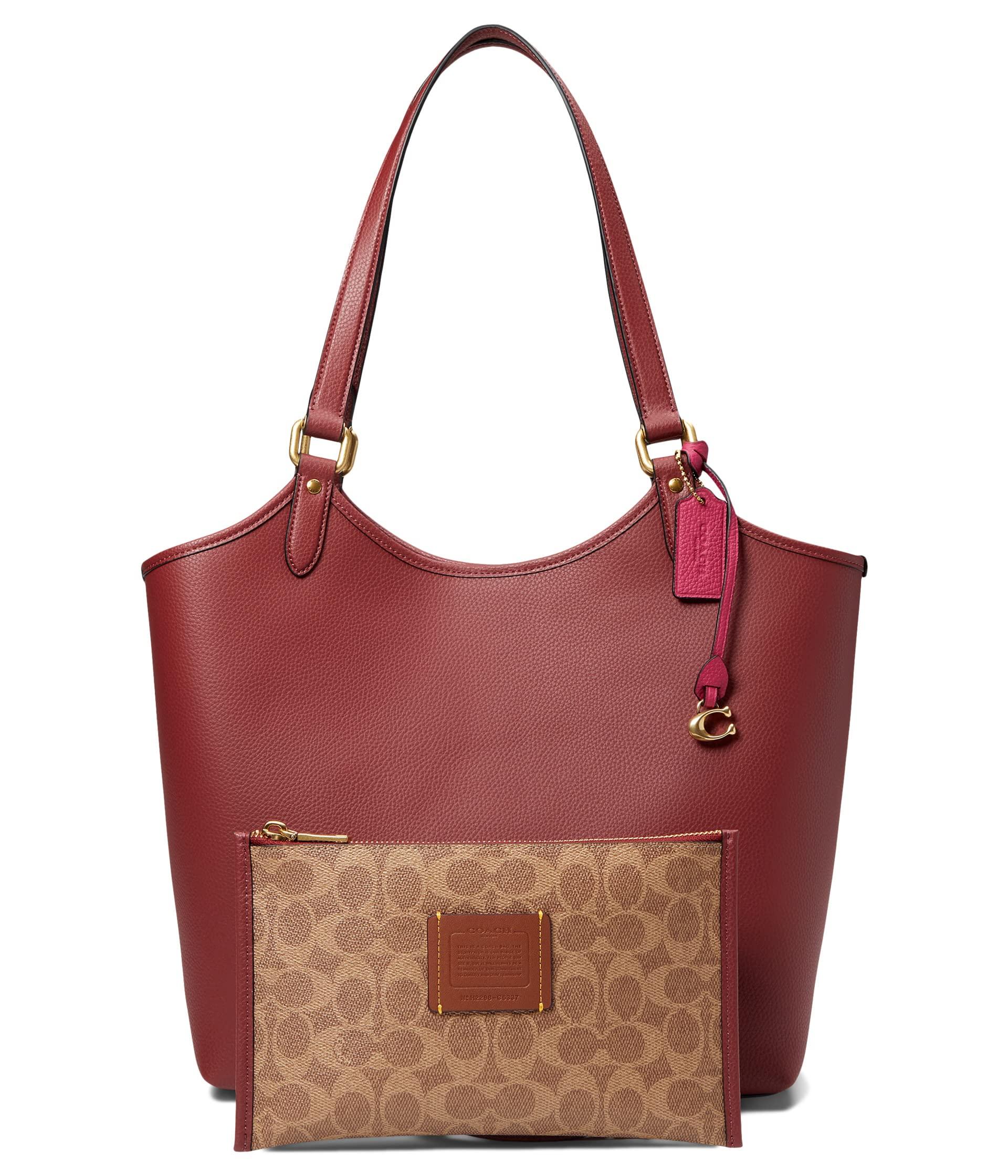 COACH Polished Pebble Leather Day Tote in Red | Lyst