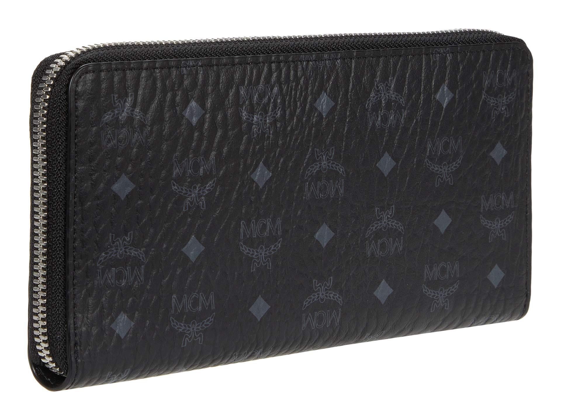 MCM Leather Visetos Original Zipped Wallet Large in Black - Lyst
