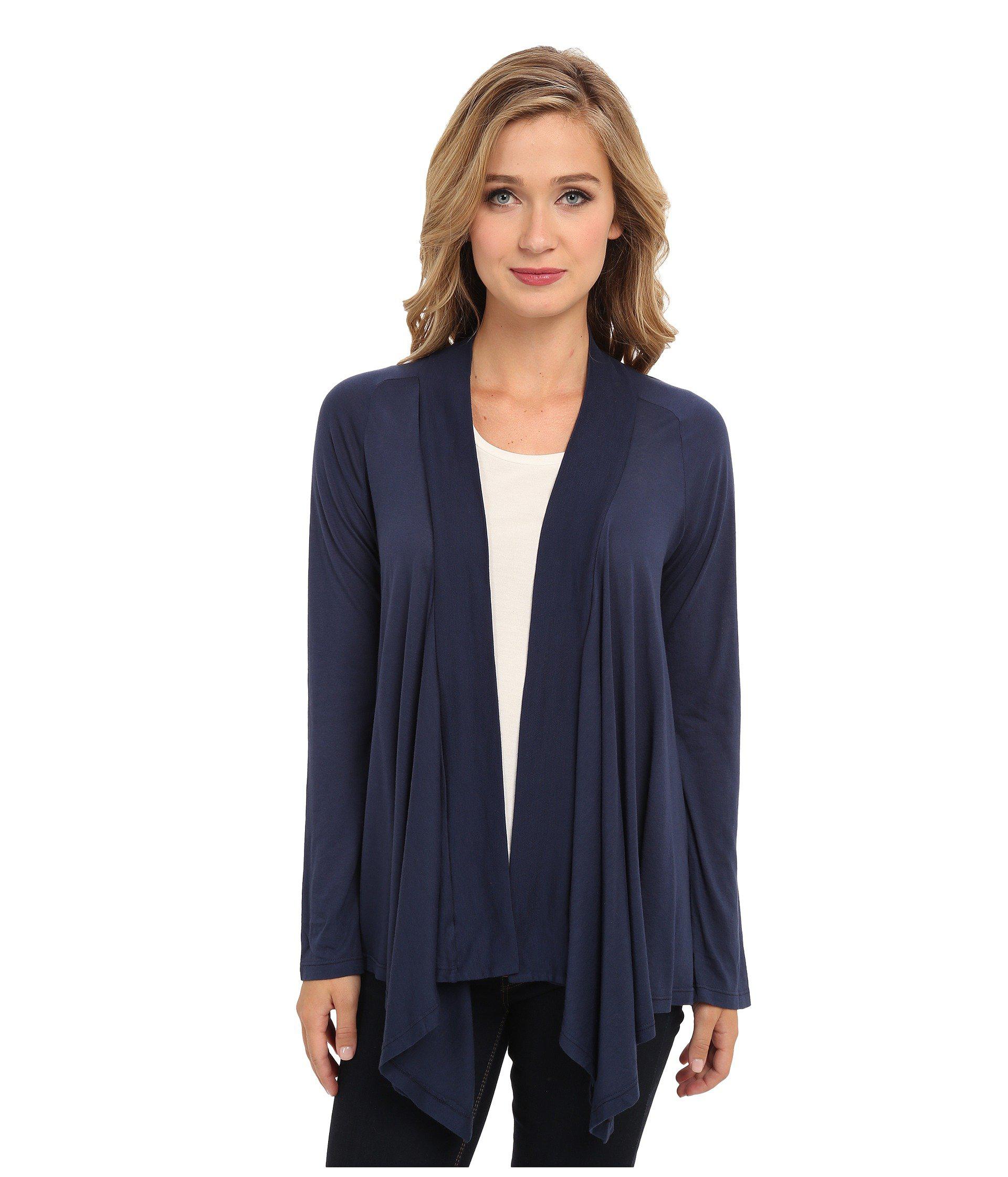 Splendid Cotton Exclusive Very Light Jersey Drape Cardigan in Navy ...