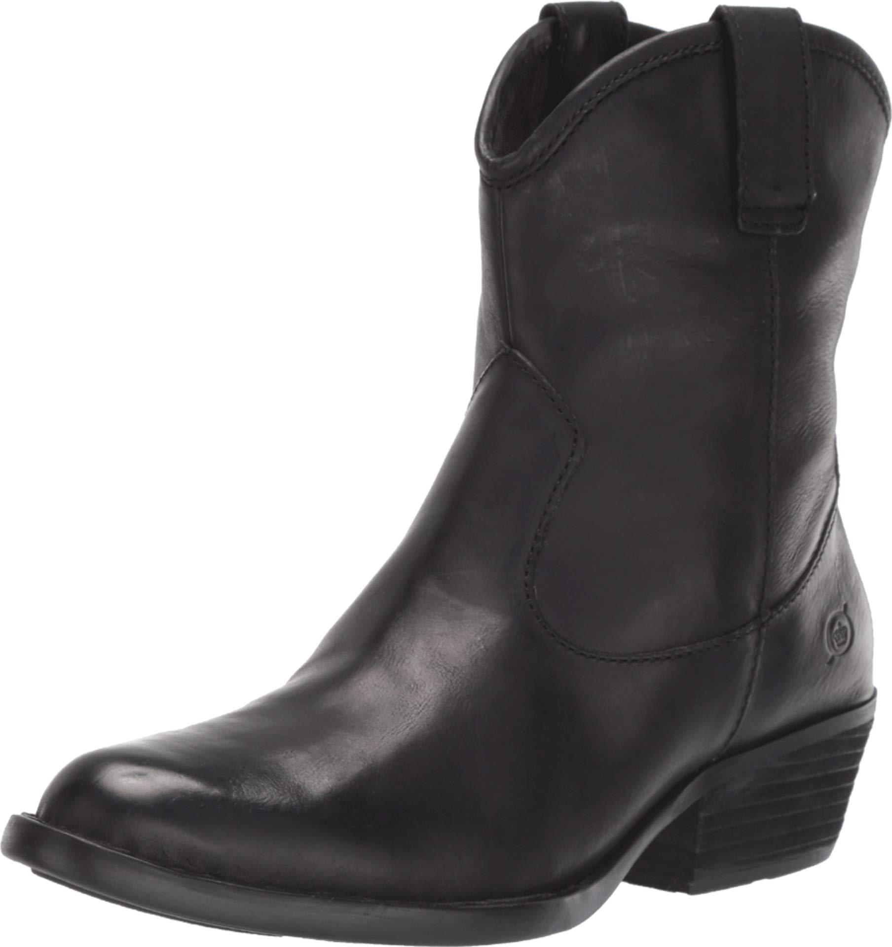 born wynd leather western stacked block heel booties