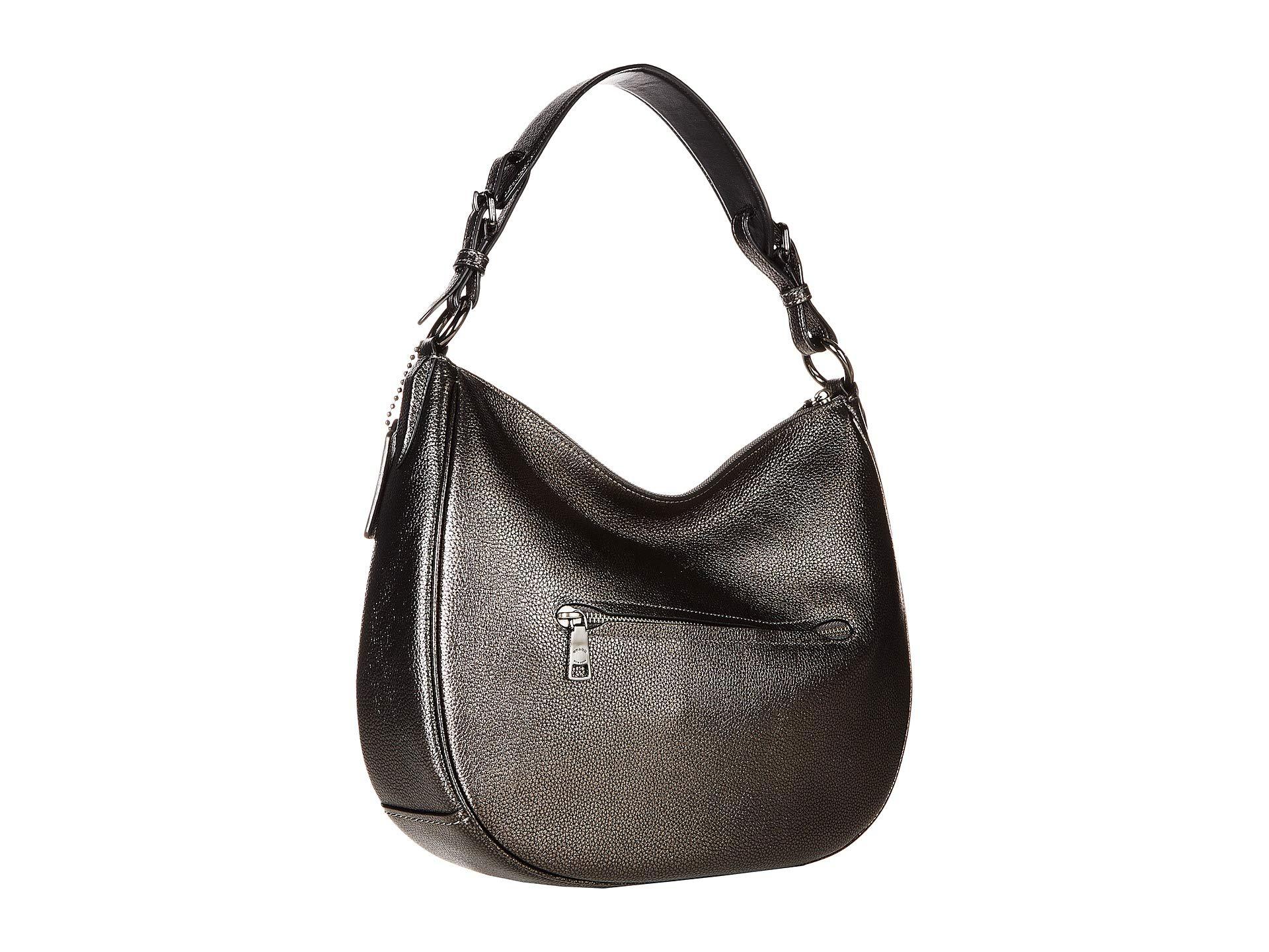 COACH Metallic Leather Sutton Hobo (gunmetal/metallic Graphite) Hobo  Handbags | Lyst