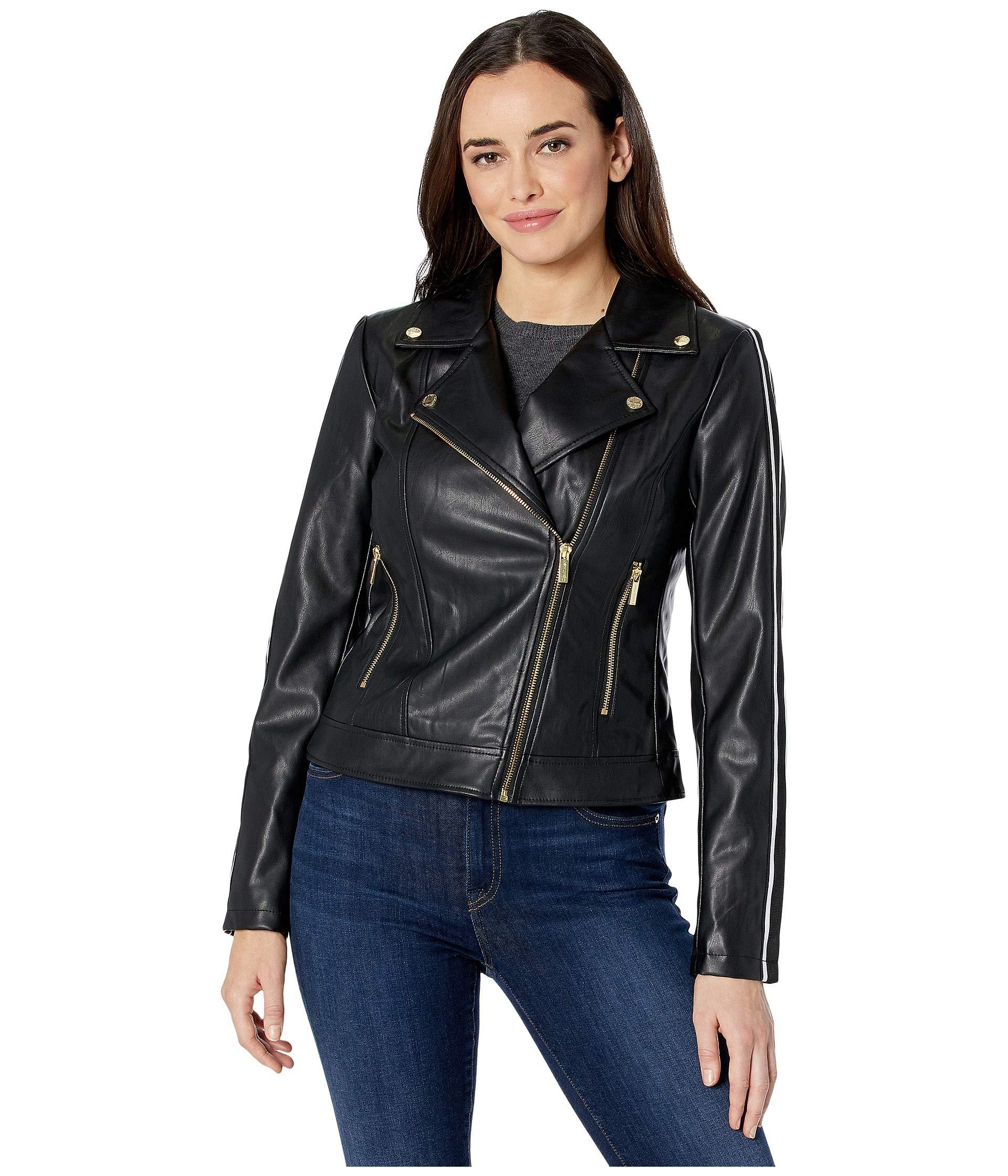 Calvin Klein Faux Leather Moto Jacket in Black - Lyst