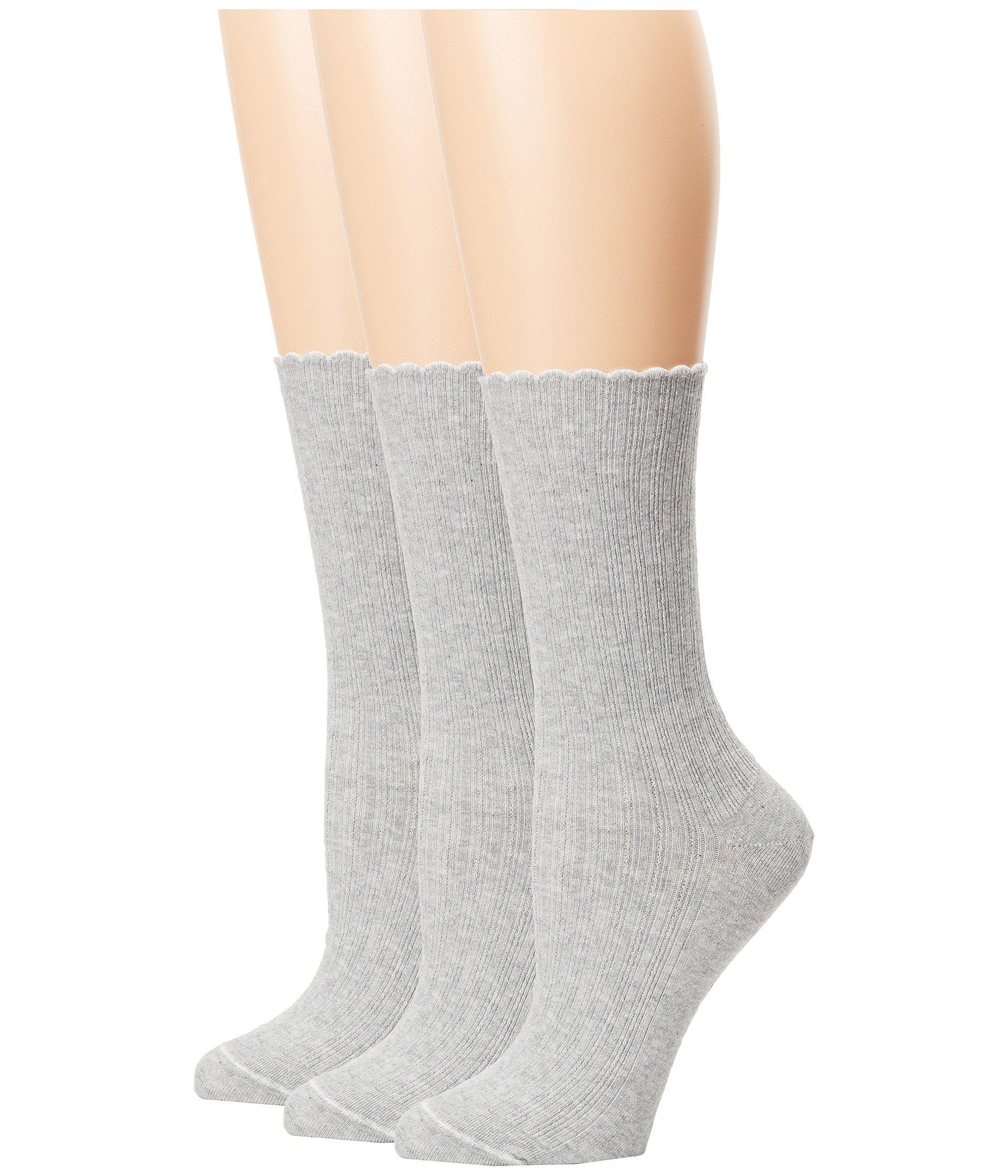 Hue Scalloped Pointelle Socks 3pack in Gray Lyst