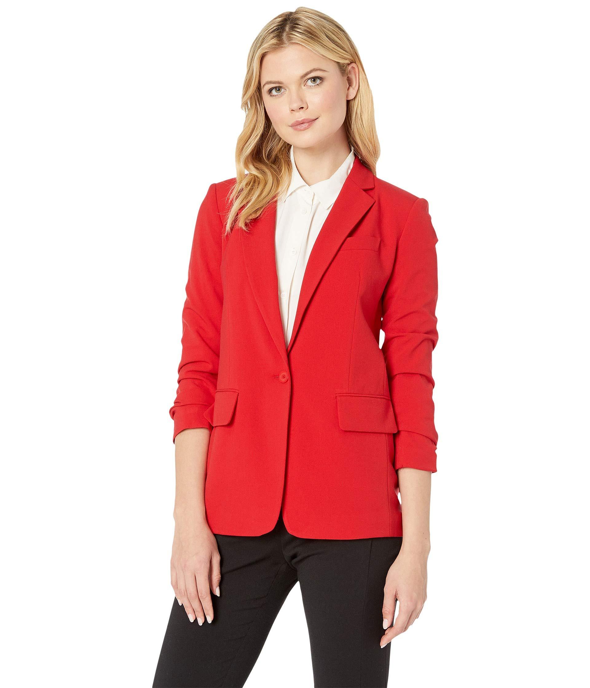 red boyfriend jacket