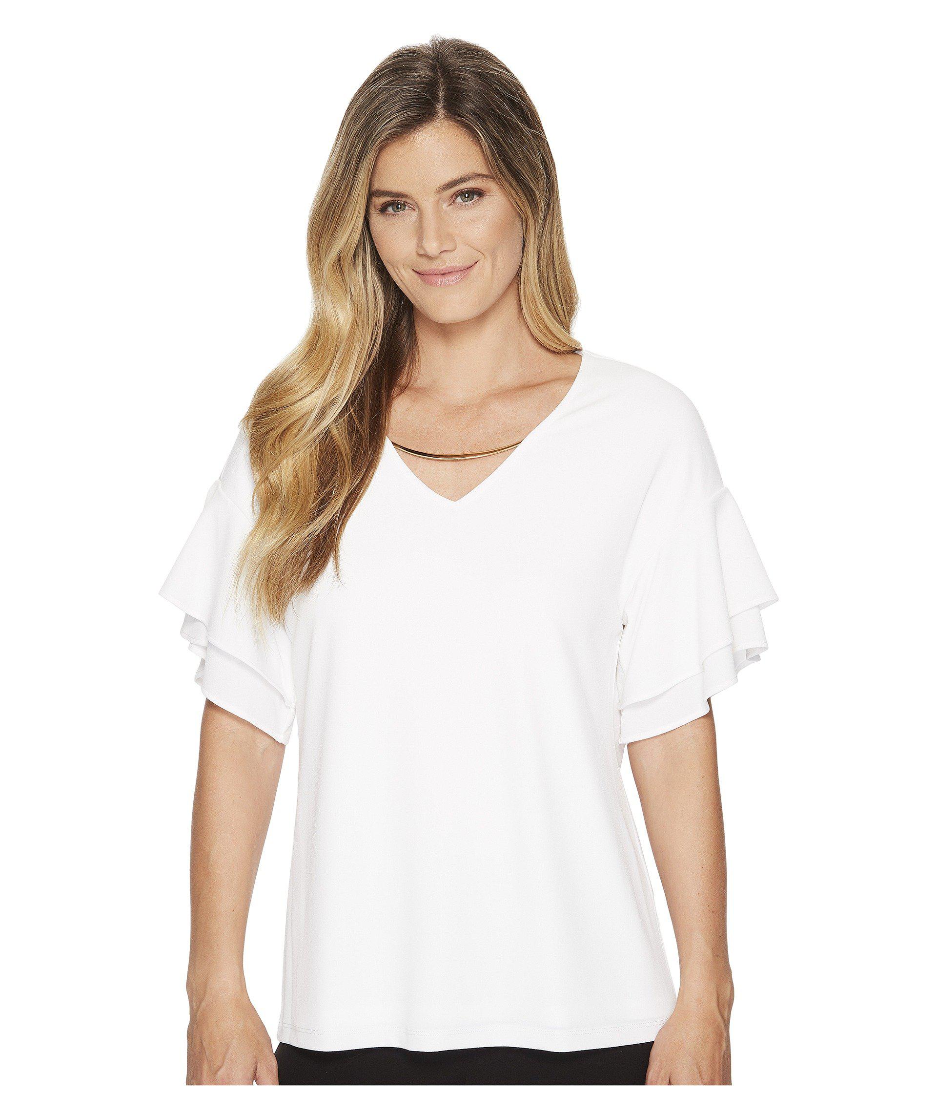calvin klein ruffle sleeve top