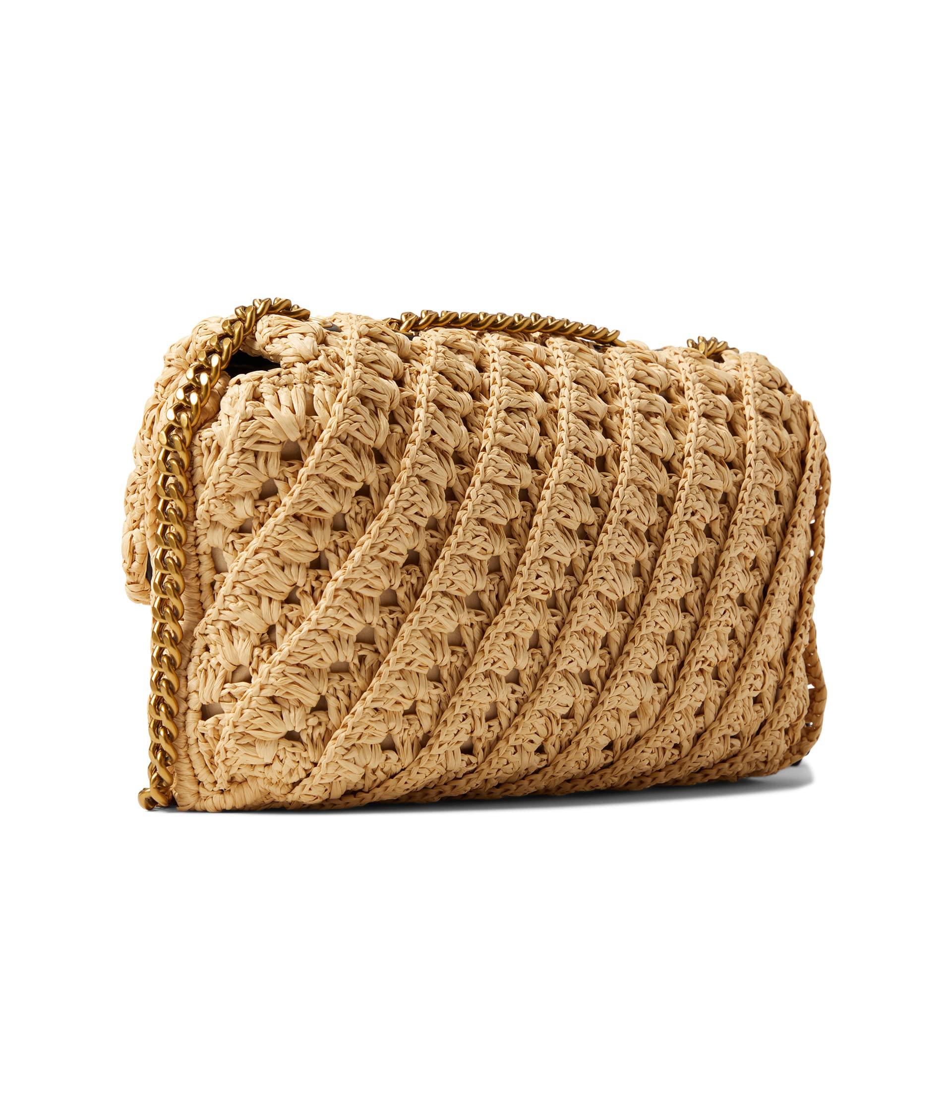 Brown Crescent shoulder bag with crochet strap - Collagerie
