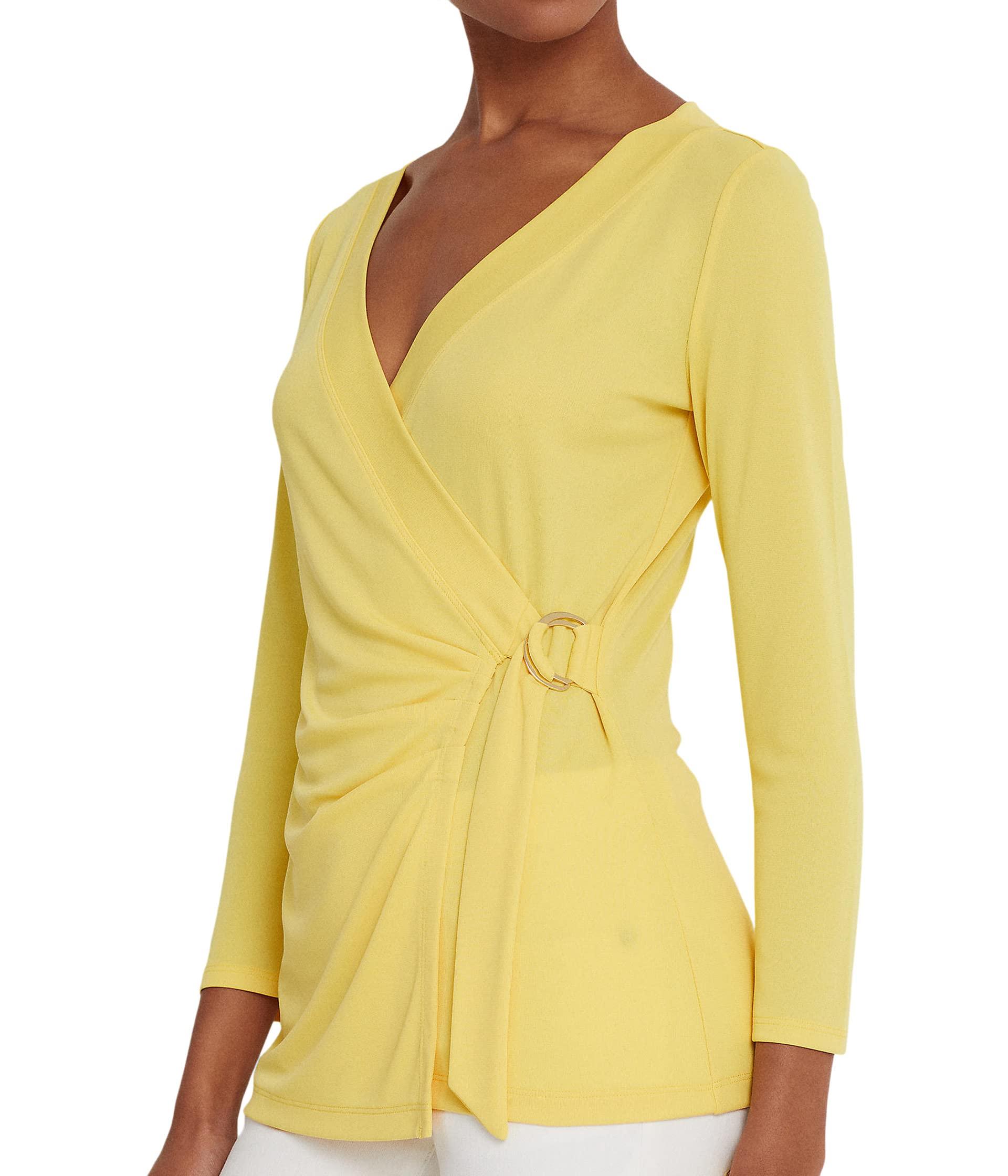 Lauren by Ralph Lauren Stretch Jersey Surplice Top in Yellow Lyst