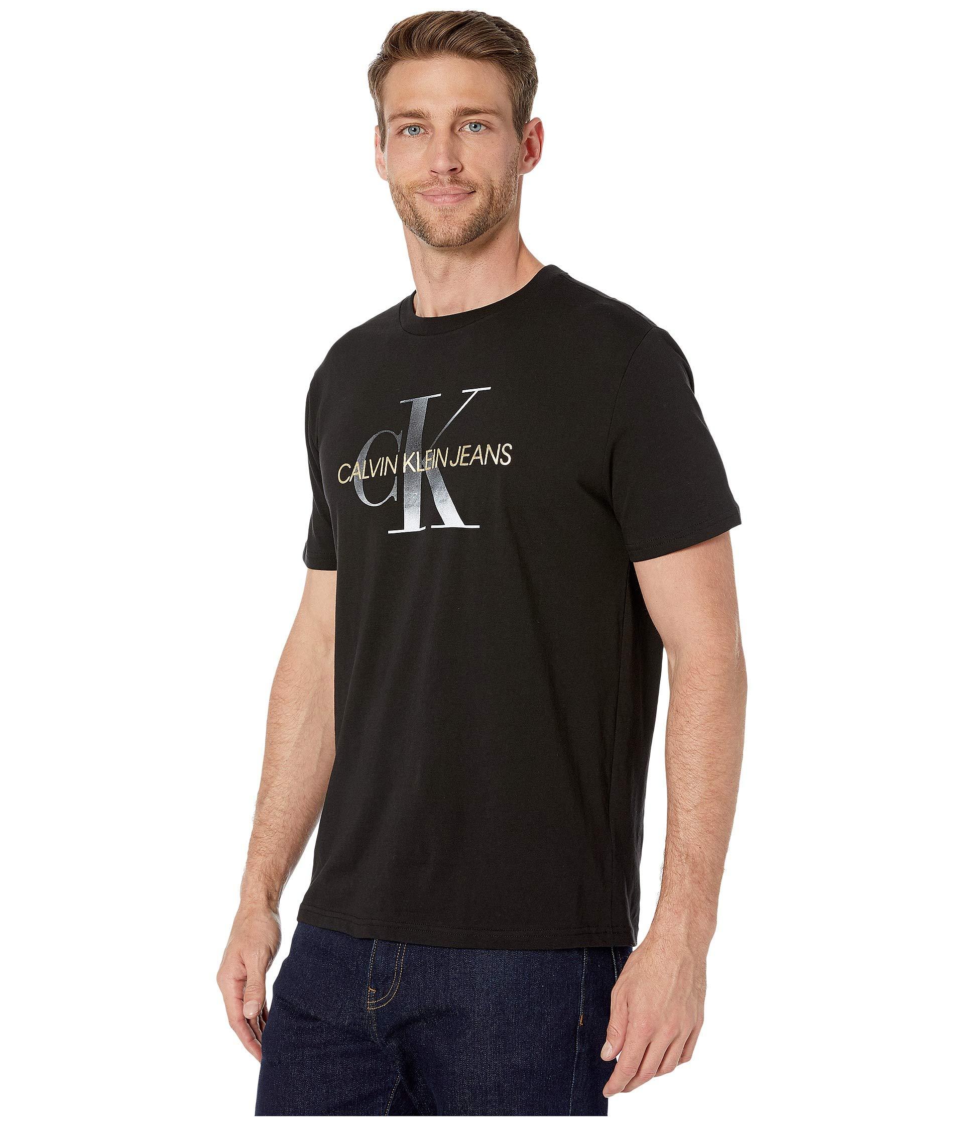 Calvin Klein Gold Monogram Tee in Black for Men | Lyst