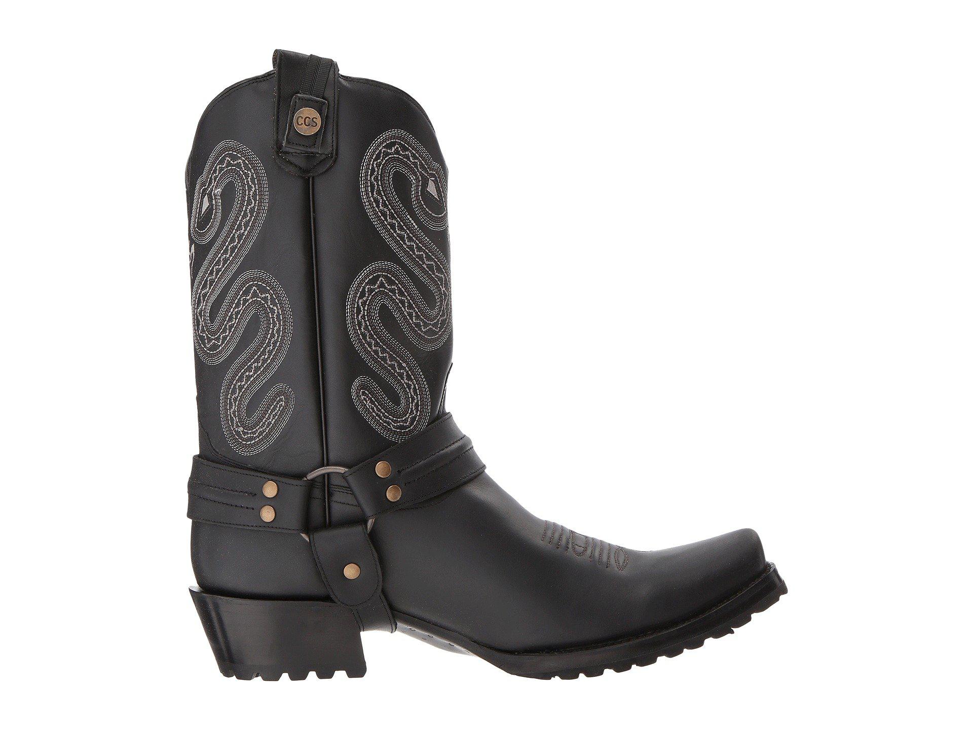 Roper Sting (matte Black Leather W/ Lug Sole) Cowboy Boots for Men Lyst