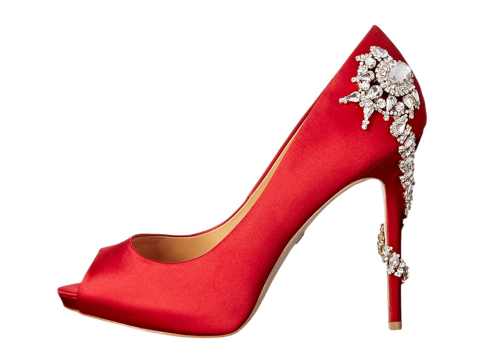 Badgley Mischka Royal (red Satin) High Heels | Lyst