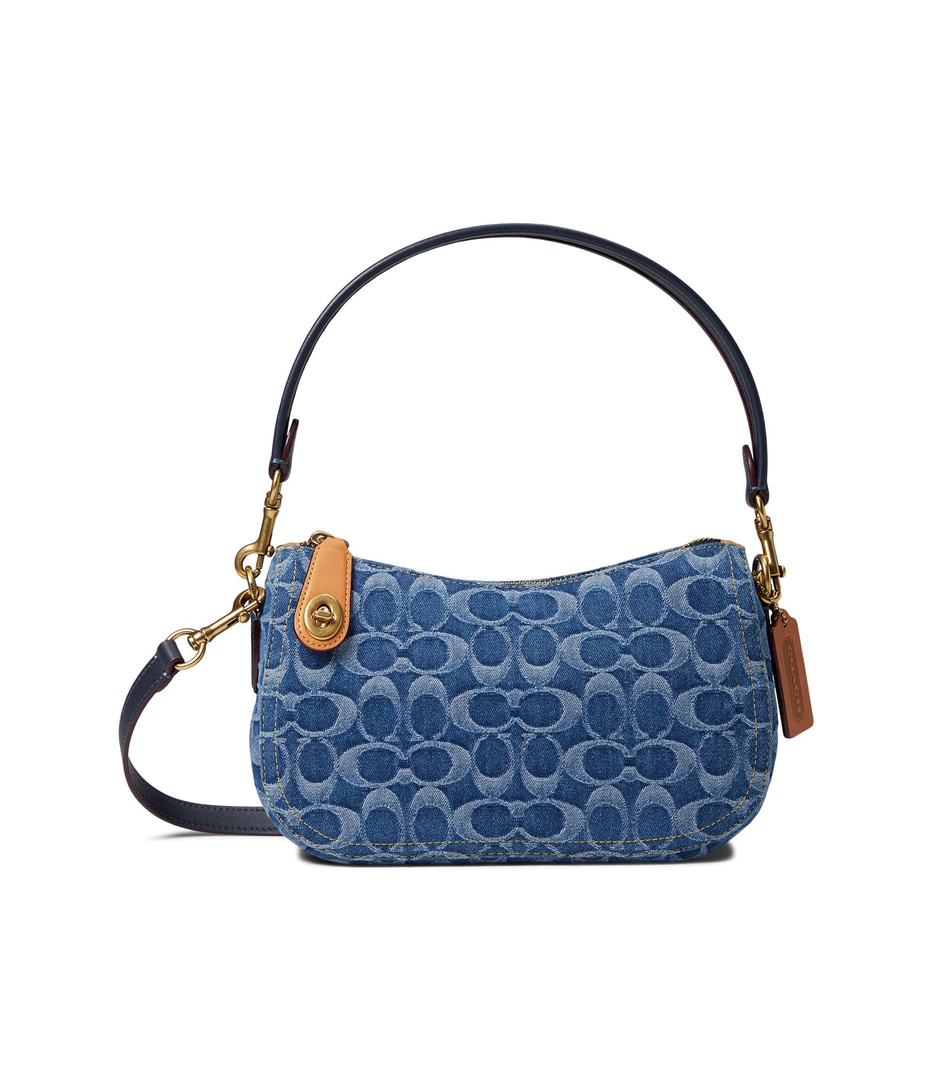 COACH Washed Denim Signature Swinger in Blue