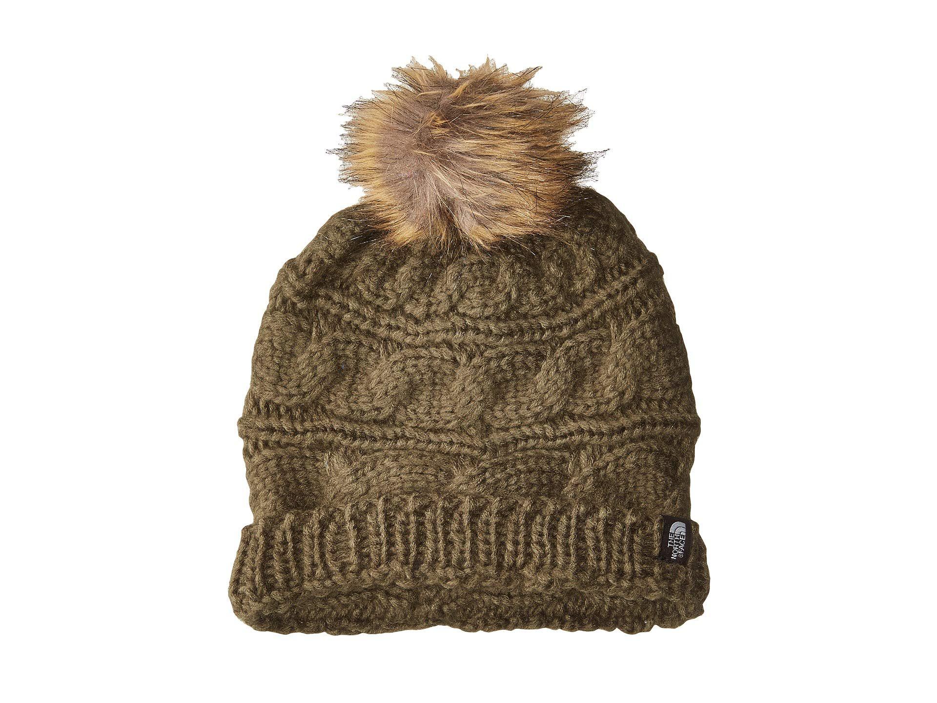 the north face triple cable fur pom