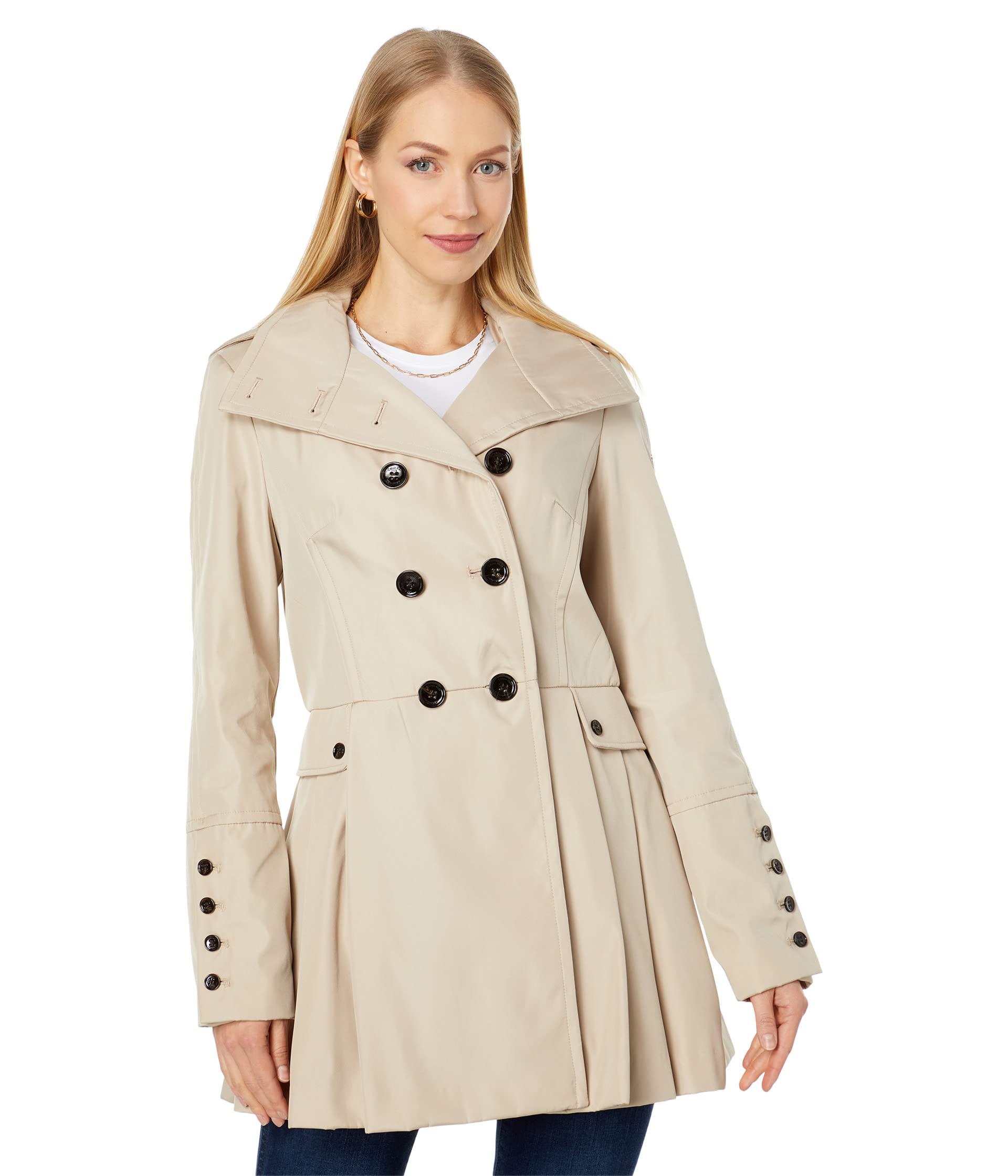 Verlichting zuiger Controle Calvin Klein Double Breasted Skirted Raincoat in Natural | Lyst