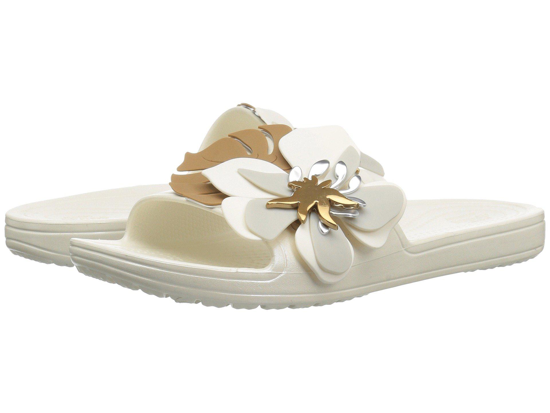 crocs floral slides