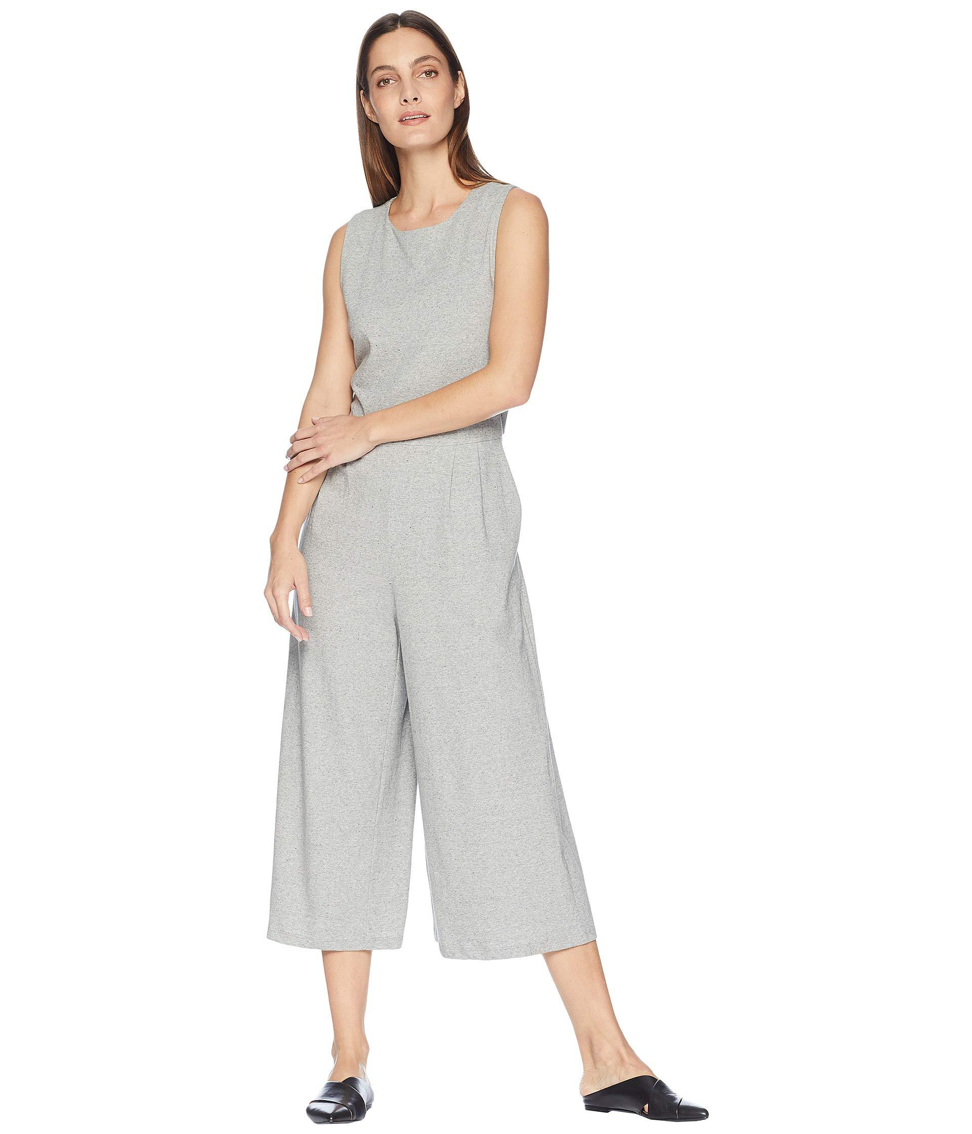 Eileen Fisher Petite Moon Wide Leg Cropped Cotton Knit Jumpsuit $278