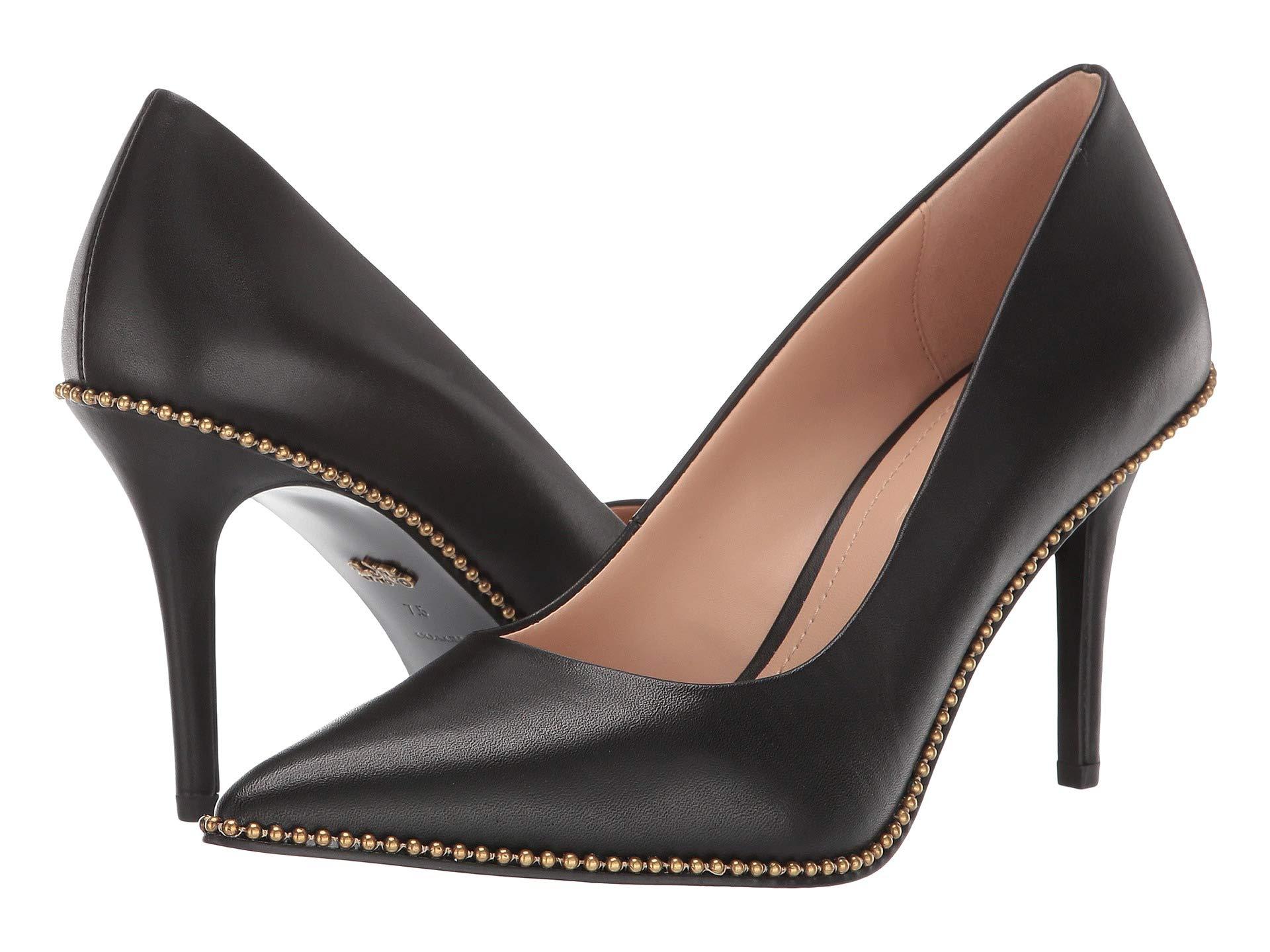 COACH Leather 85 Mm Waverly Pump With Beadchain in Black Lyst